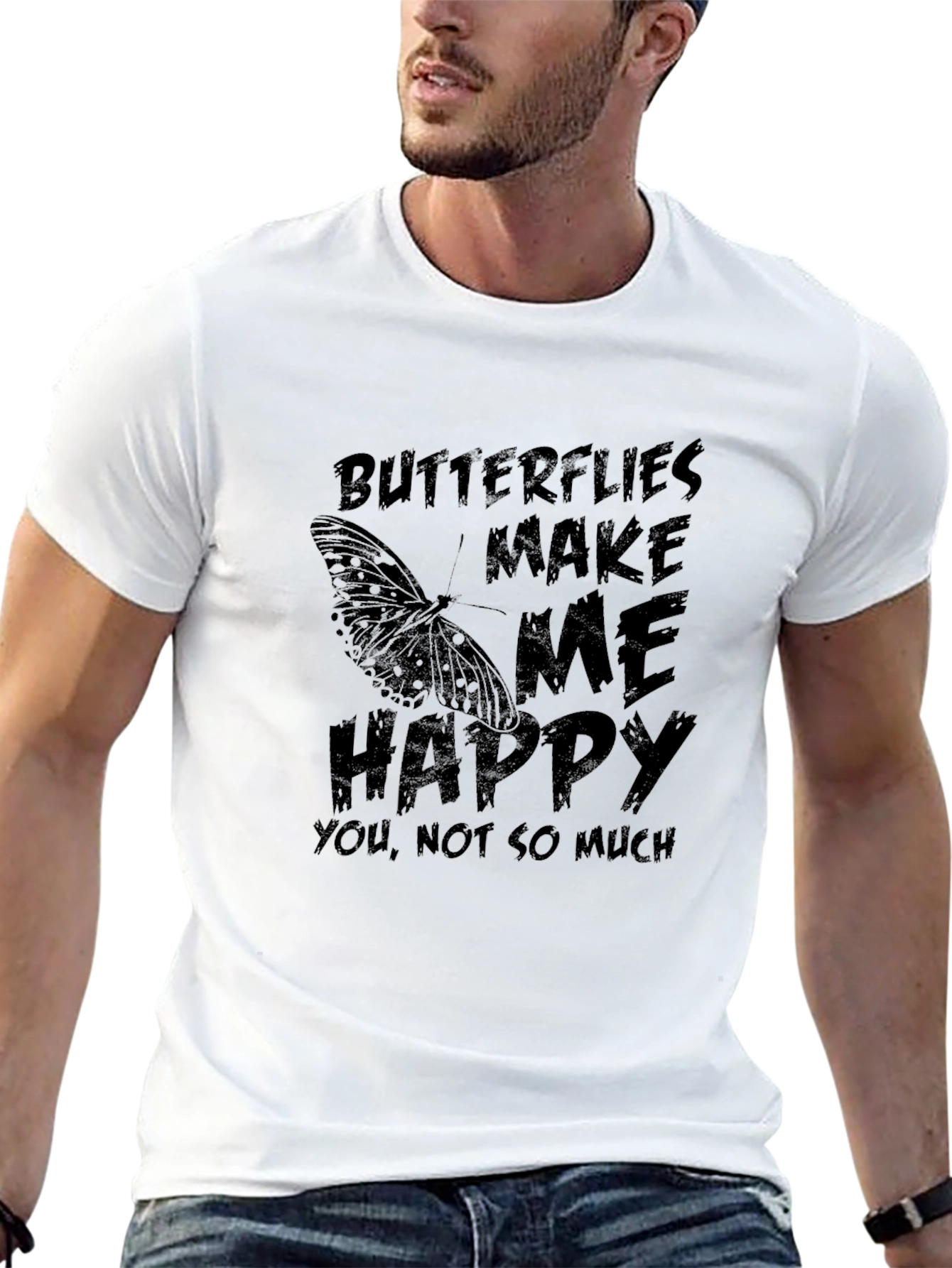 Black Butterfly Graphic Tee - "Butterflies Make Me Happy" view 13