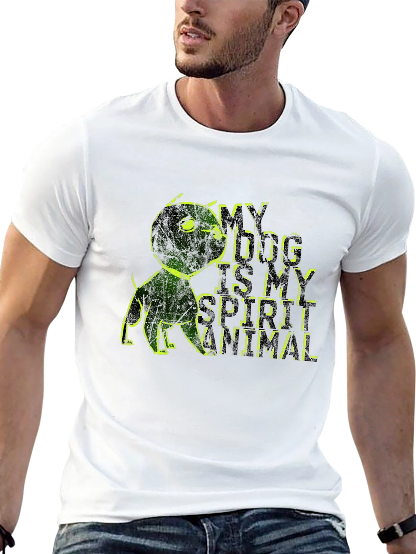 Black My Dog is My Spirit Animal Graphic Tee - Black Cotton Casual Wear view 13