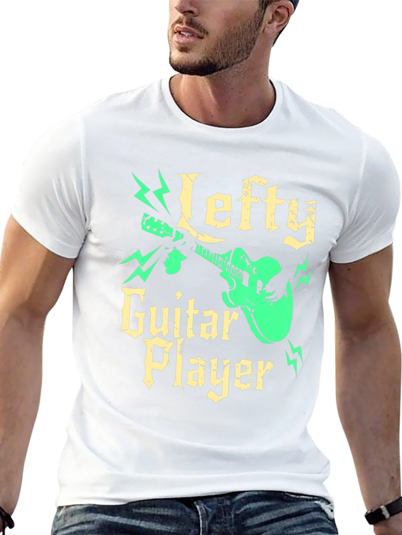 Black Lefty Guitar Player Black Graphic Tee view 13