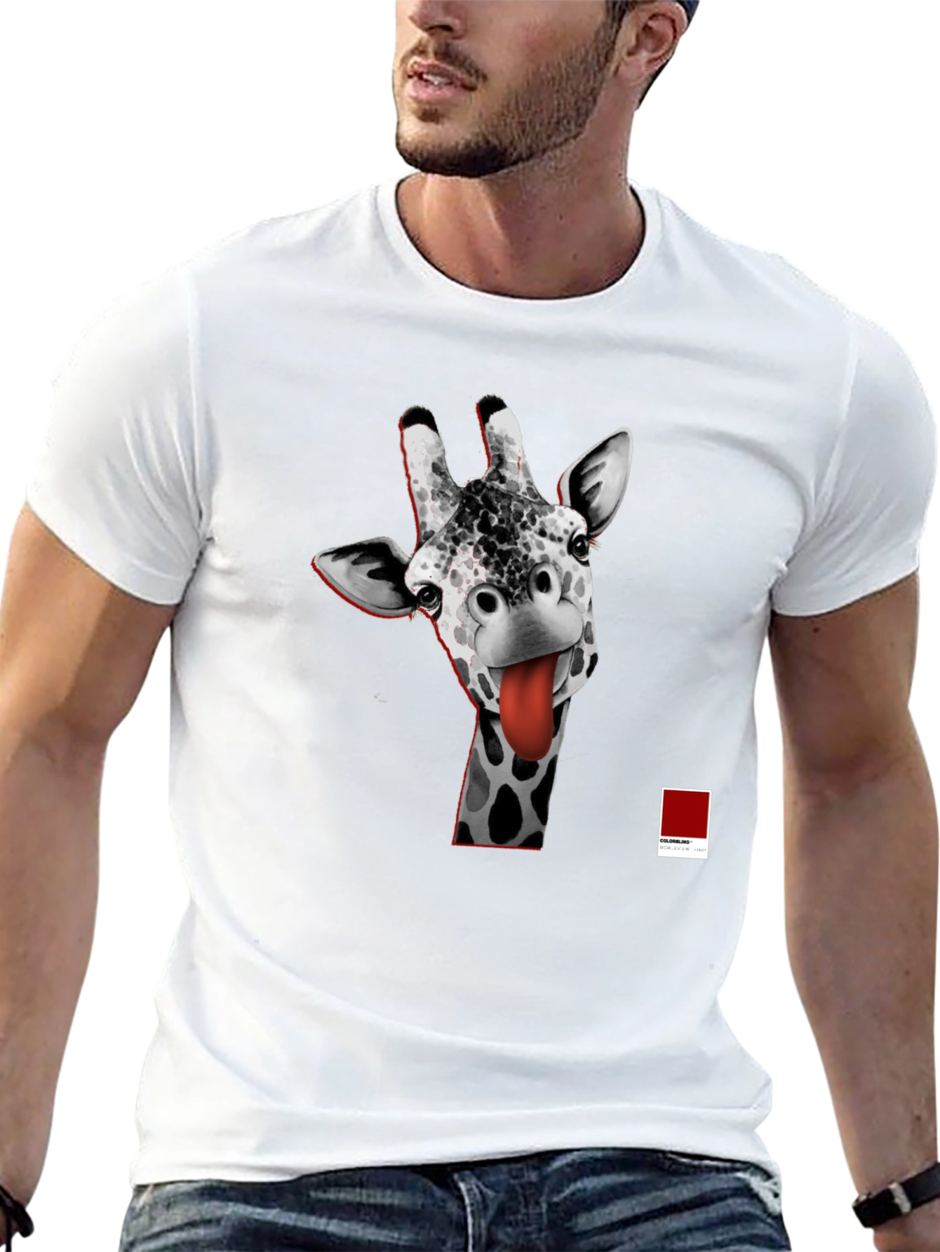 Black Giraffe Tongue T-Shirt - Funny Graphic Tee view 13