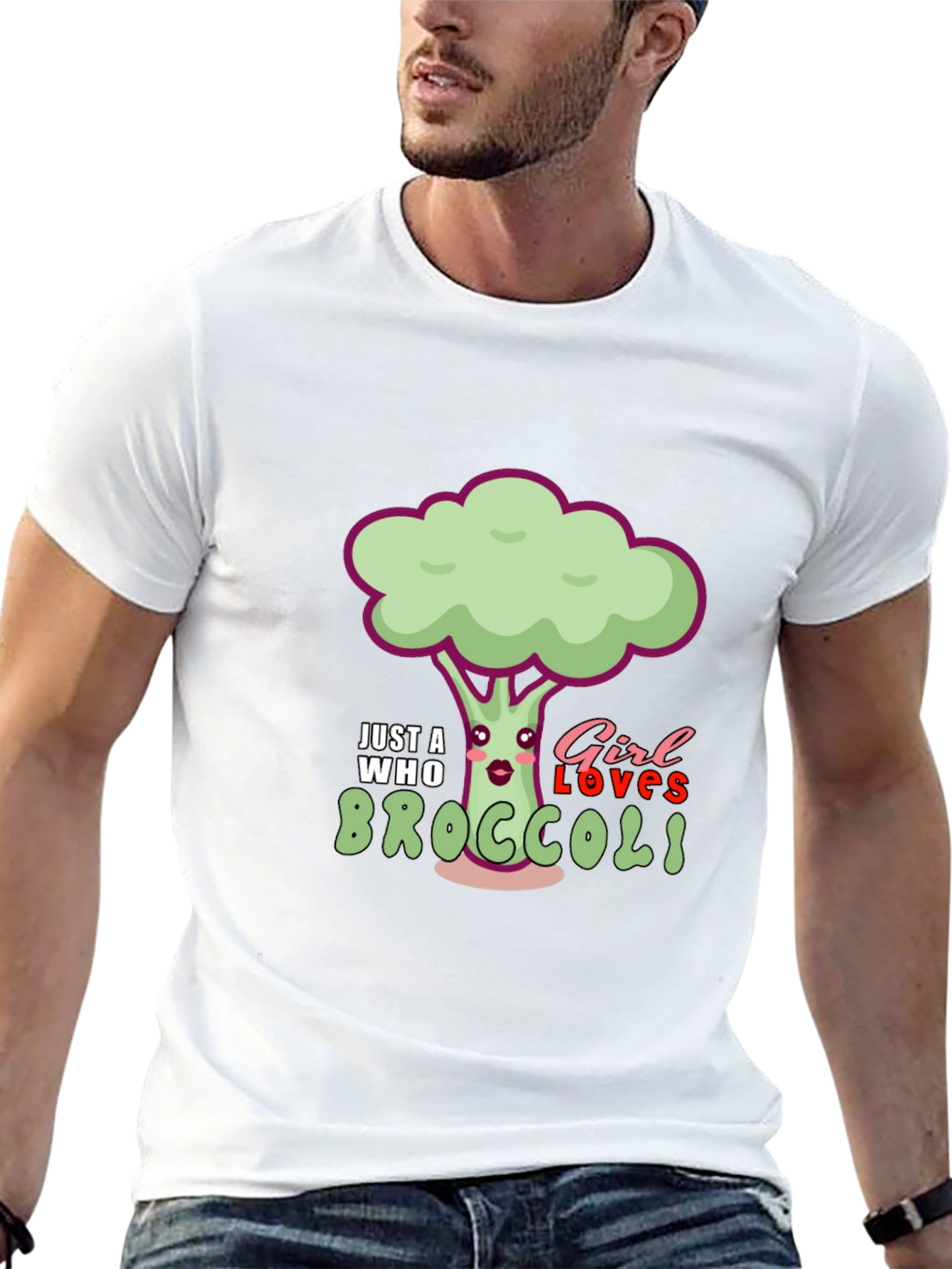 Black Just A Girl Who Loves Broccoli T-Shirt view 13