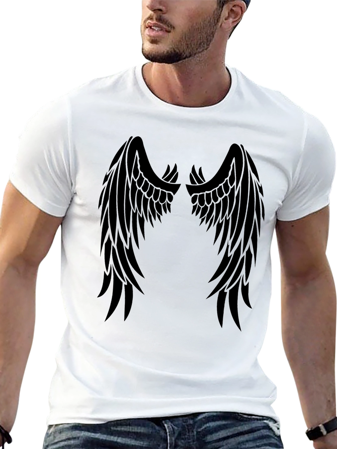 Black Black Wings Graphic Tee - Men's Stylish Casual Shirt view 13