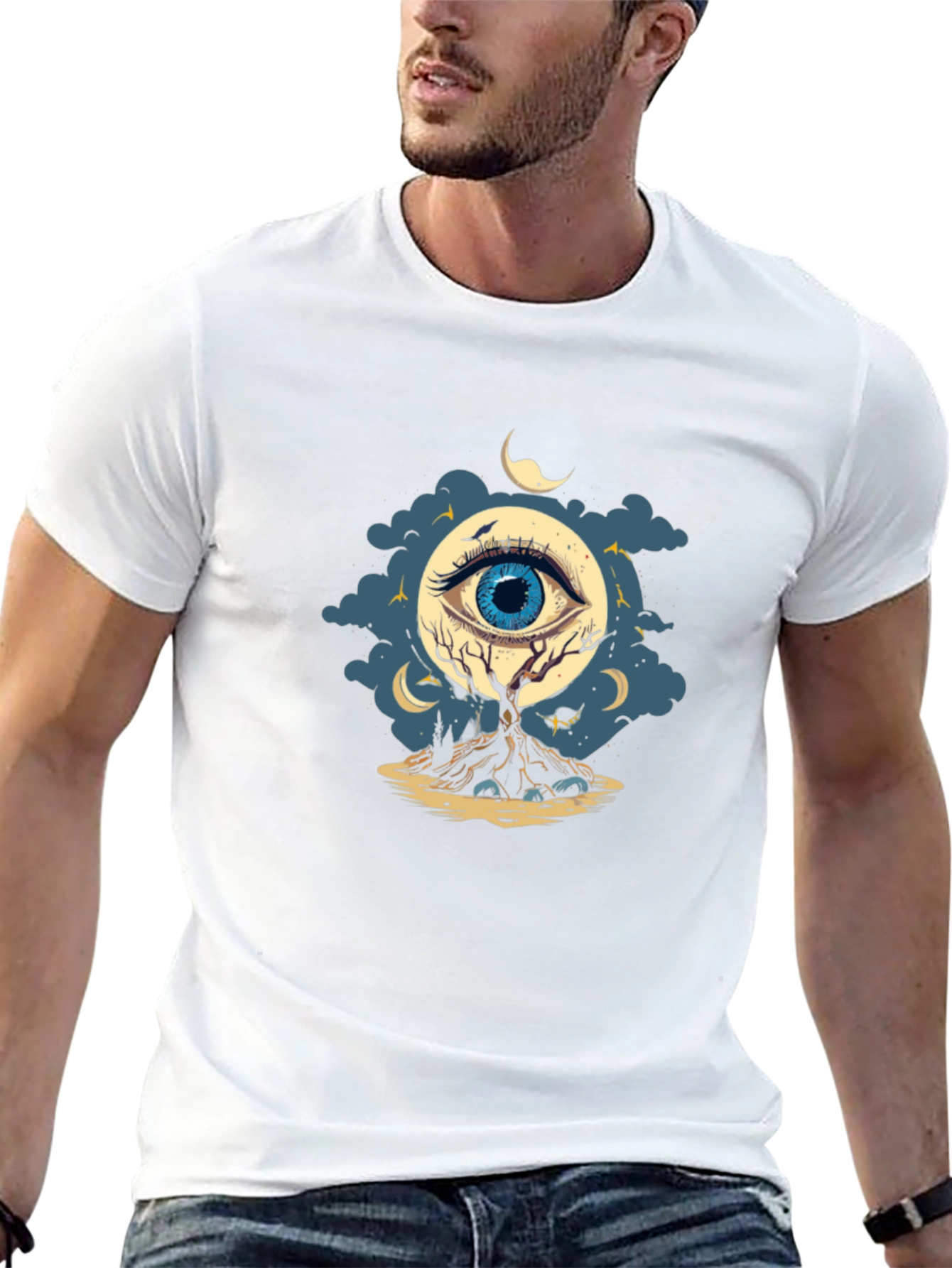 Black Eye of the Night Graphic T-Shirt - Black view 13