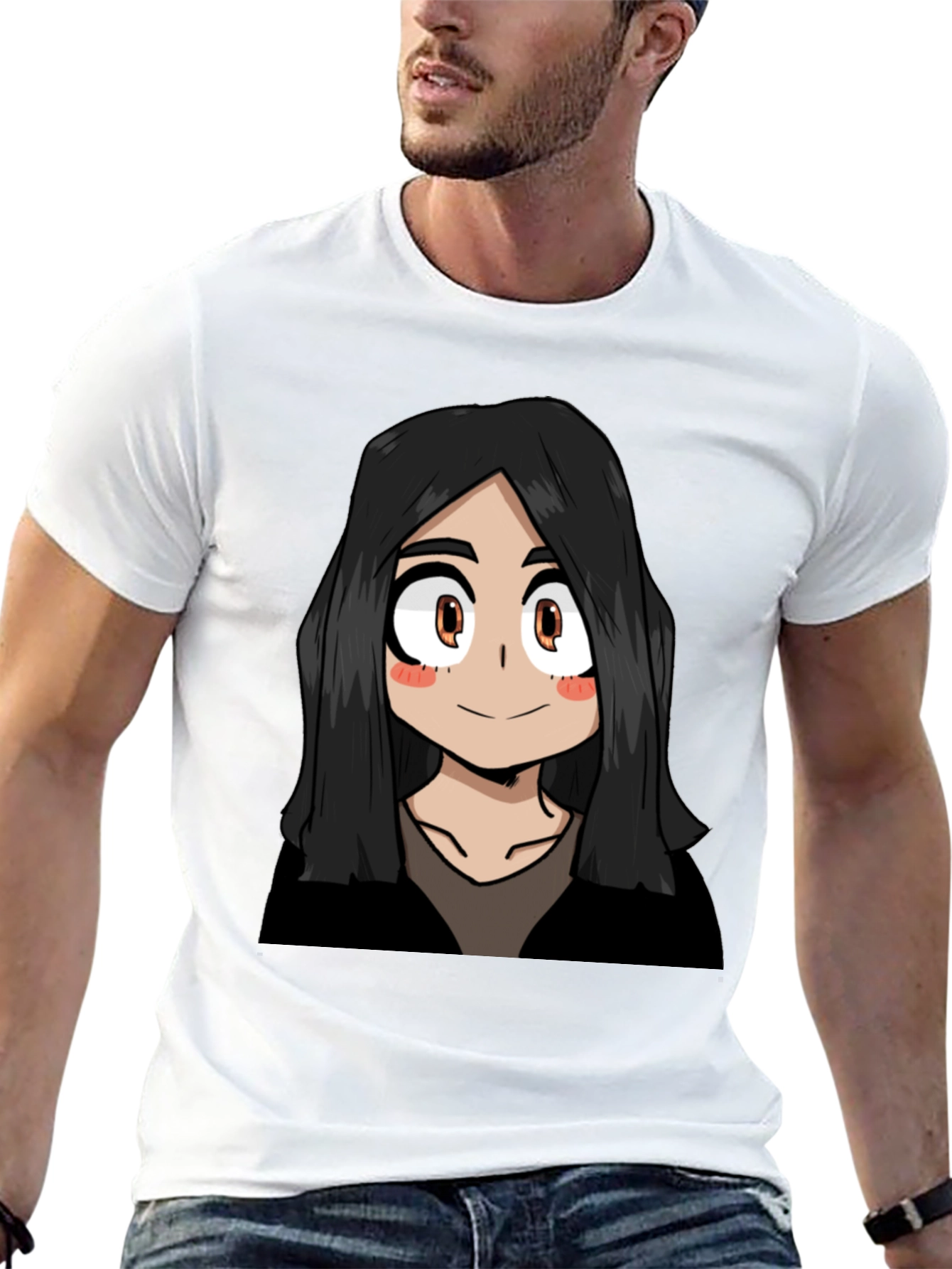 Black Anime Girl Graphic Black T-Shirt view 13