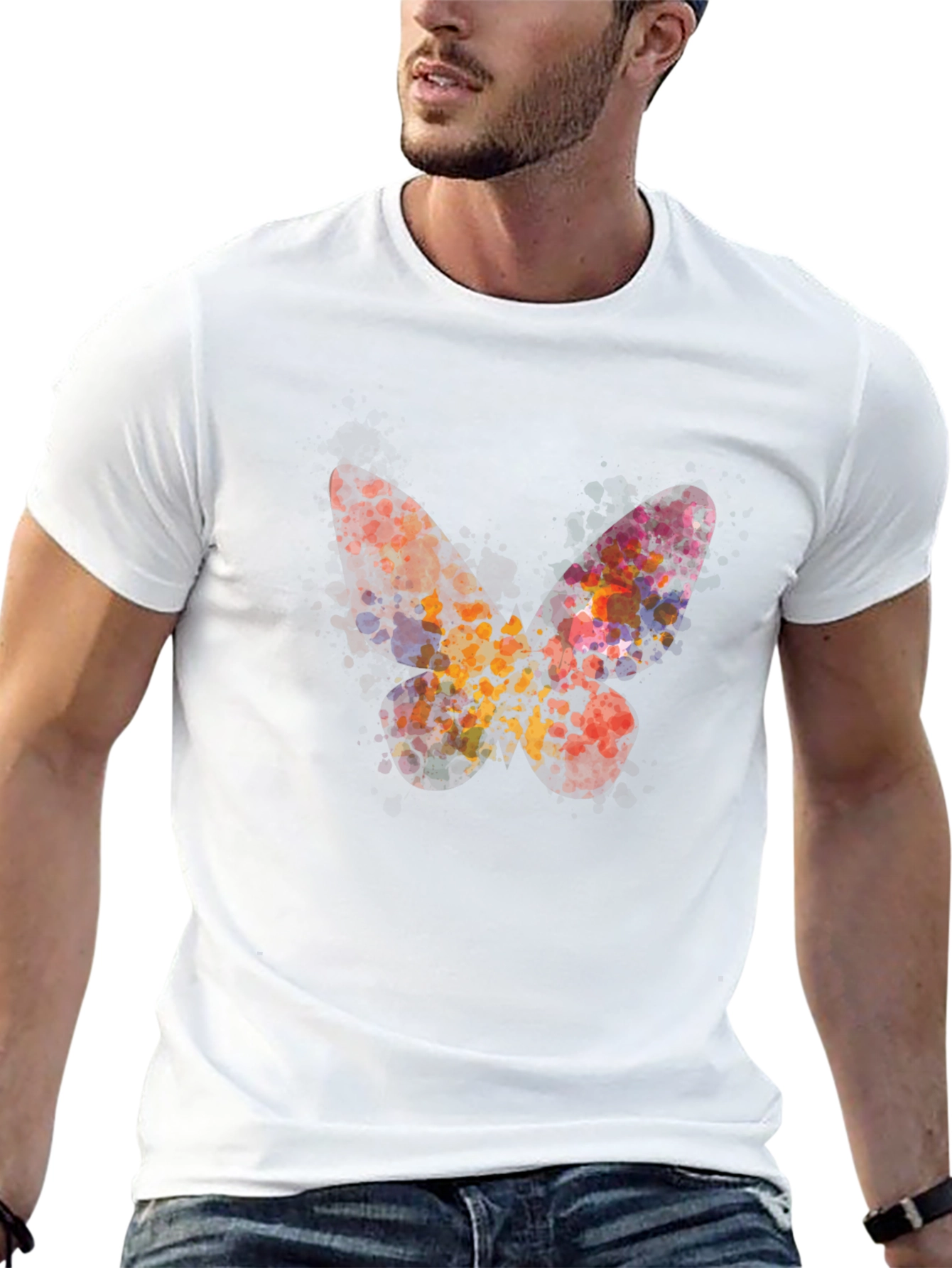Black Butterfly Watercolor Graphic Tee - Unisex Casual Shirt view 13