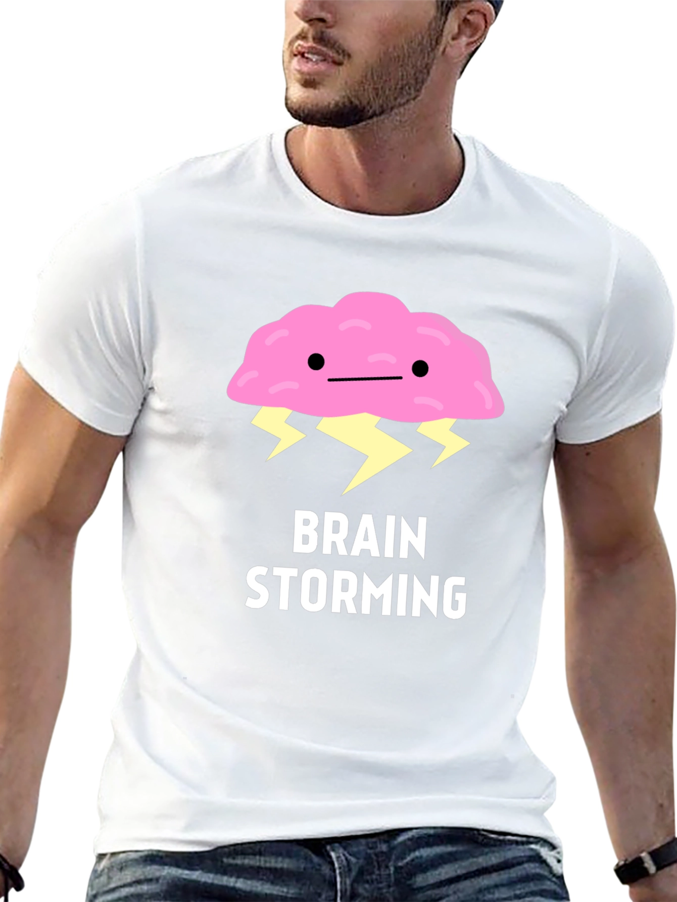 Black Brain Storming Graphic T-Shirt view 13