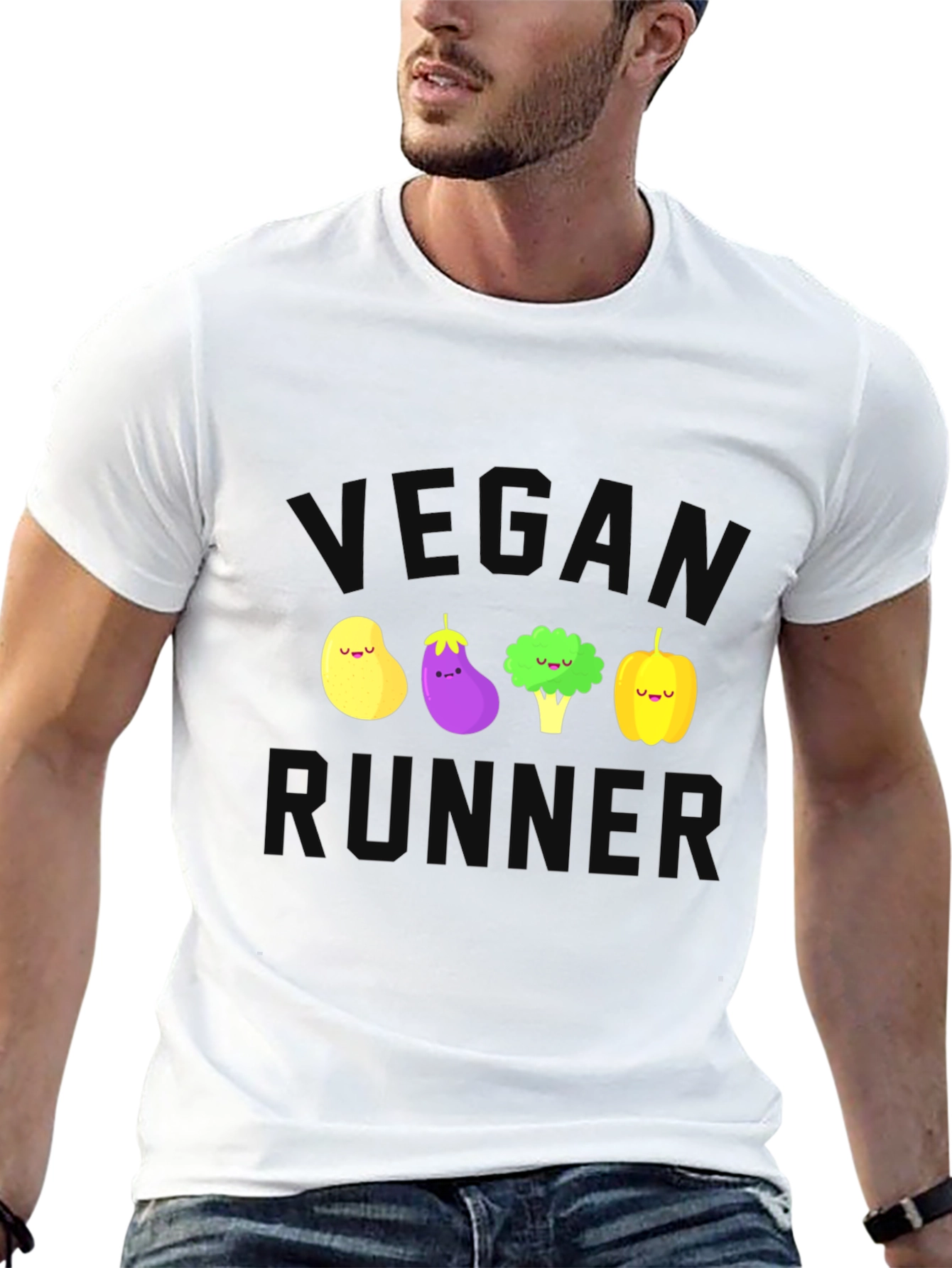 Black Vegan Runner T-Shirt - Cute Vegetable Design view 13