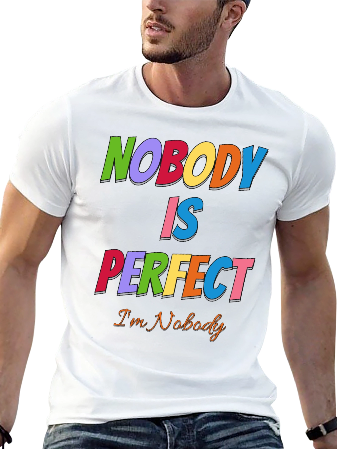 Black Nobody Is Perfect Funny Graphic T-Shirt view 13