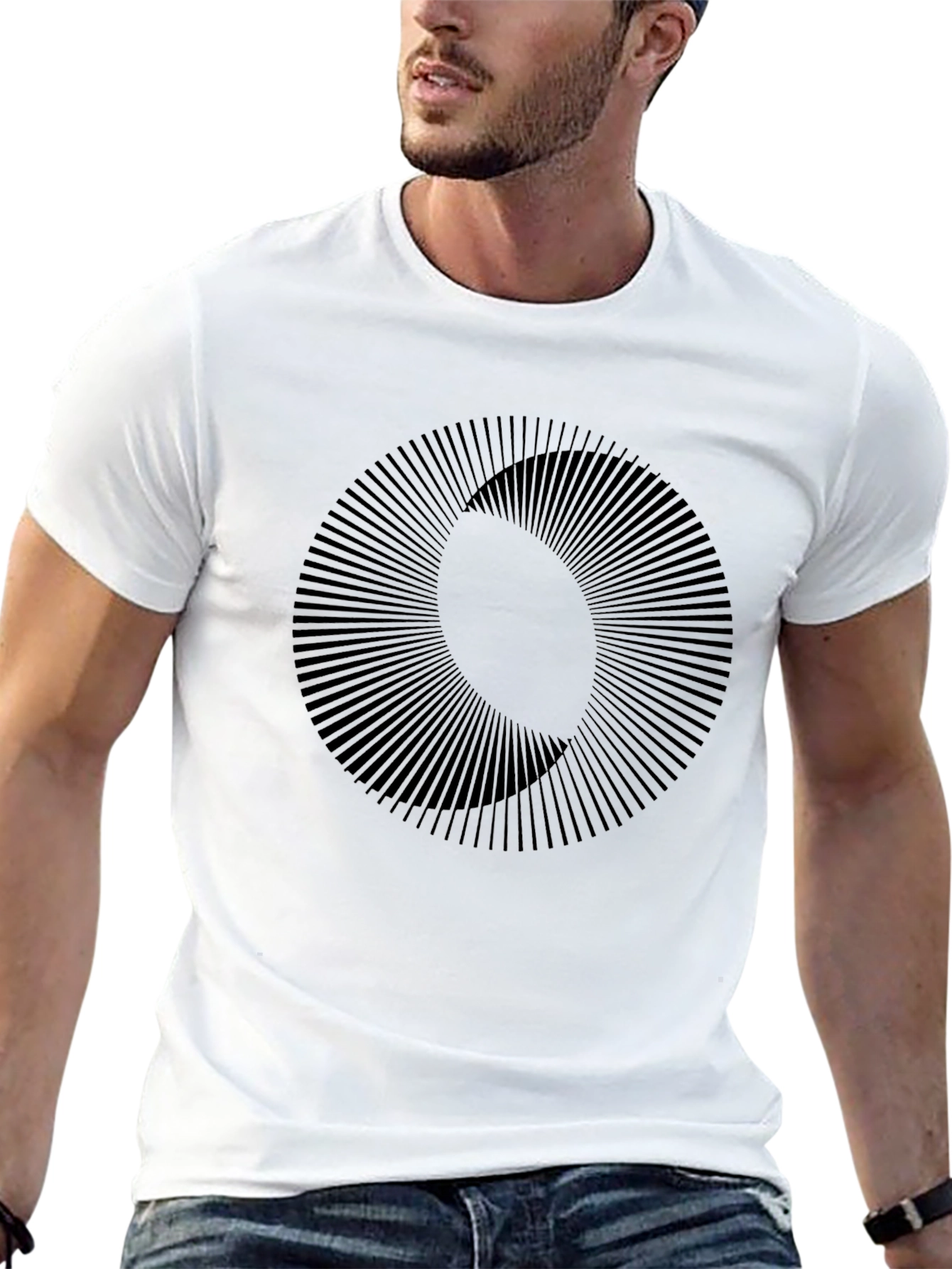 Black Abstract Circle Graphic Black T-Shirt view 13