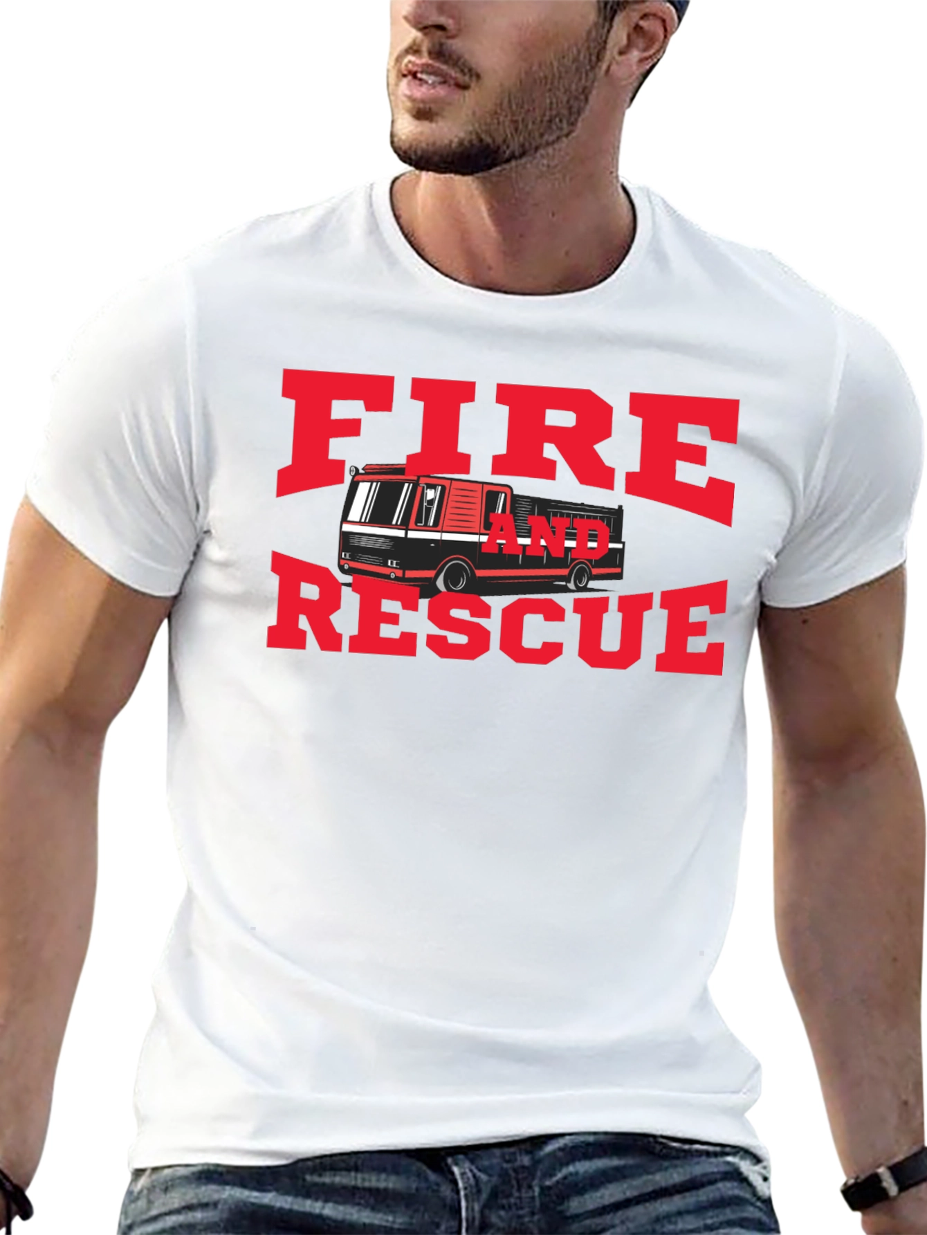 Black Fire and Rescue Graphic T-Shirt view 13