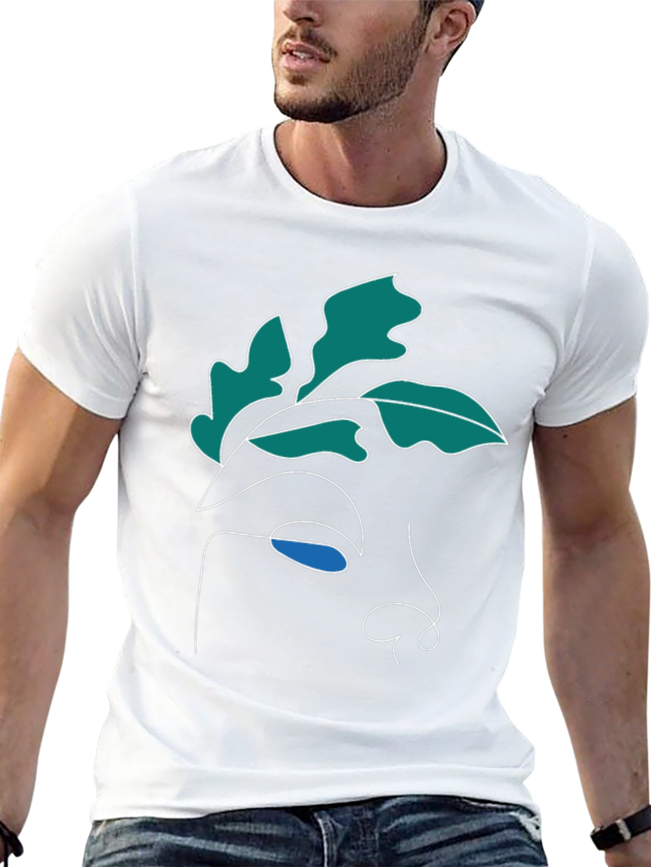 Black Abstract Face Graphic Tee - Modern Art Shirt view 13