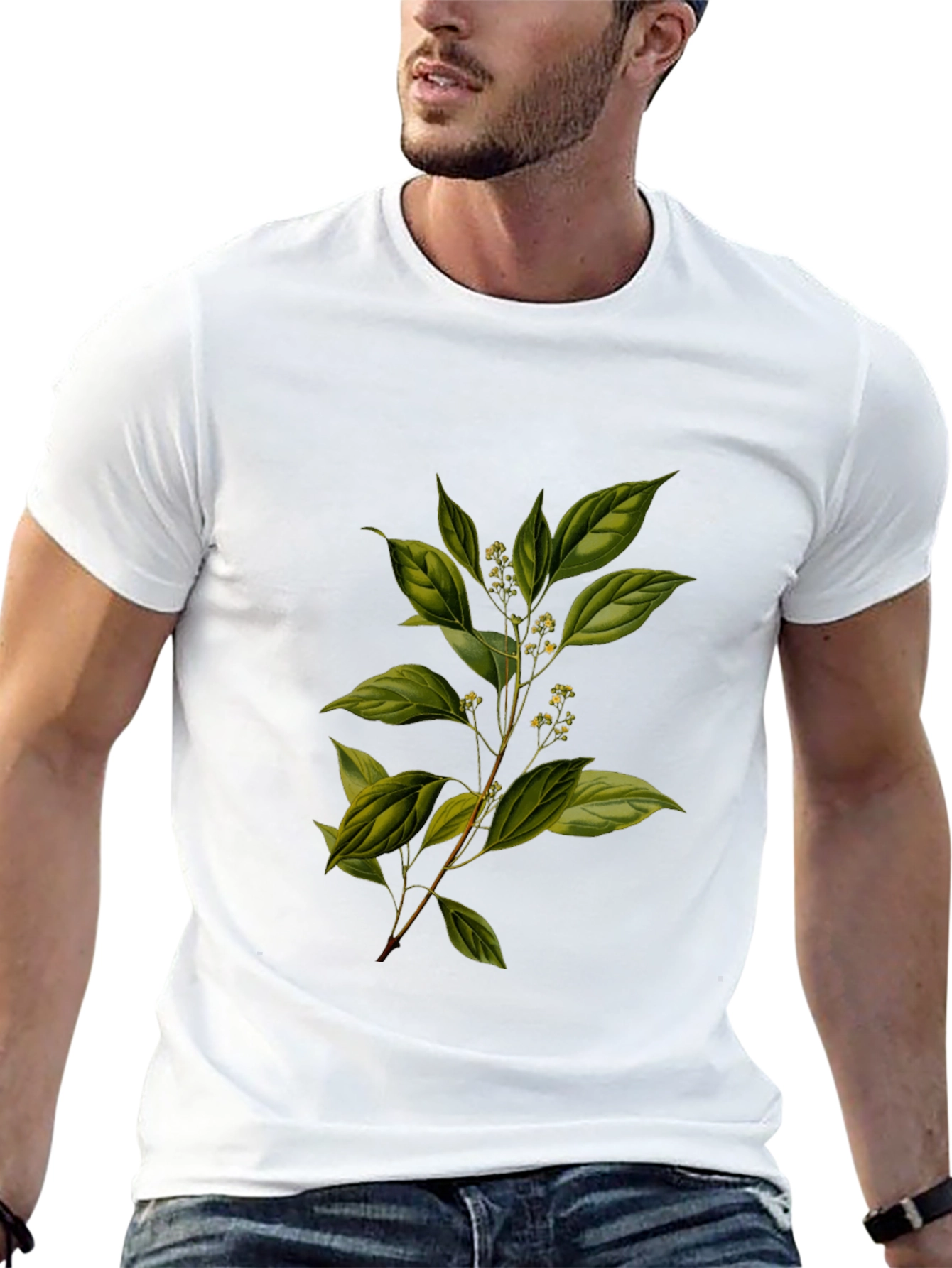 Black Botanical Print Black T-Shirt view 13