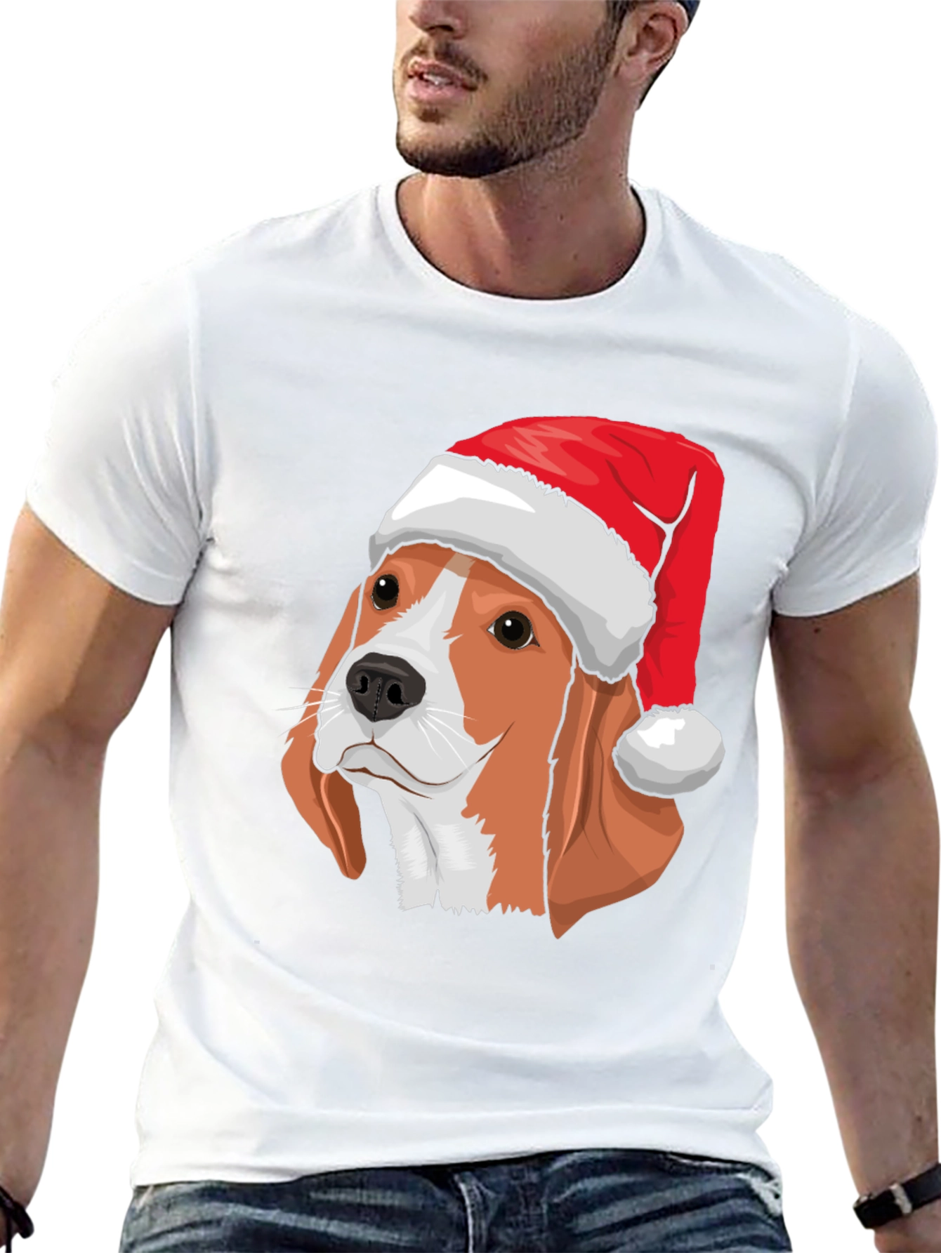 Black Festive Beagle Christmas T-Shirt view 13