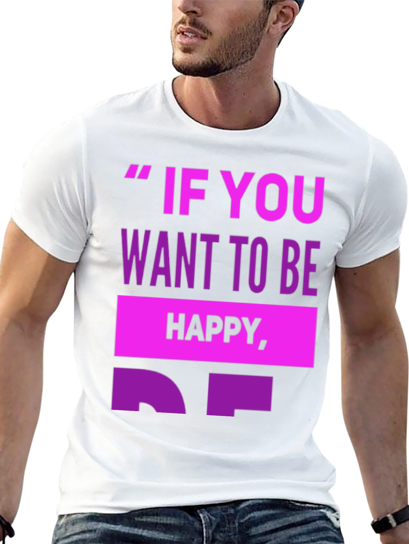 Black Motivational T-Shirt - 'If You Want To Be Happy' view 13