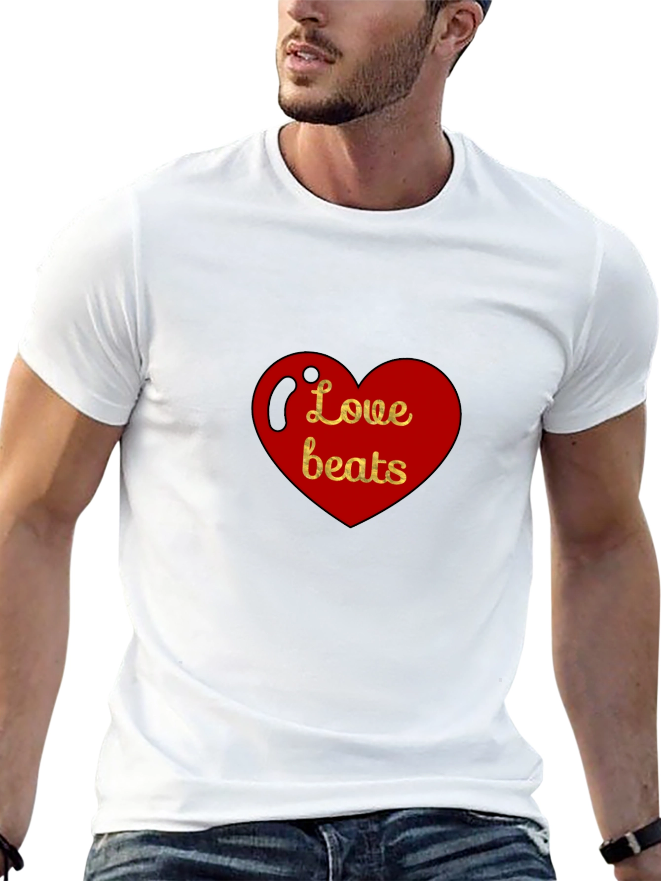 Black Love Beats Heart Graphic Black T-Shirt view 13
