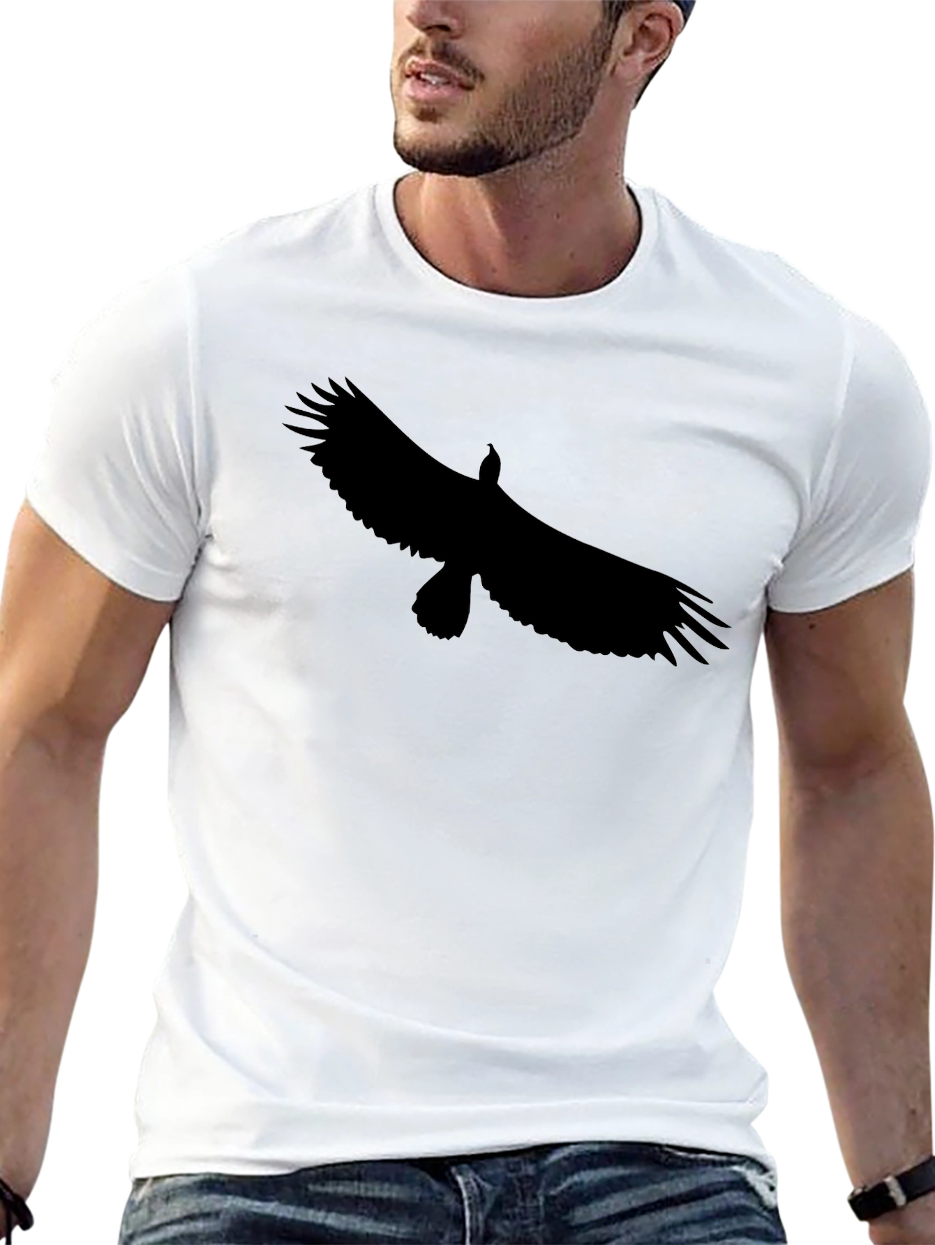 Black Men's Black Eagle Graphic Tee - Stylish Casual Wear view 13