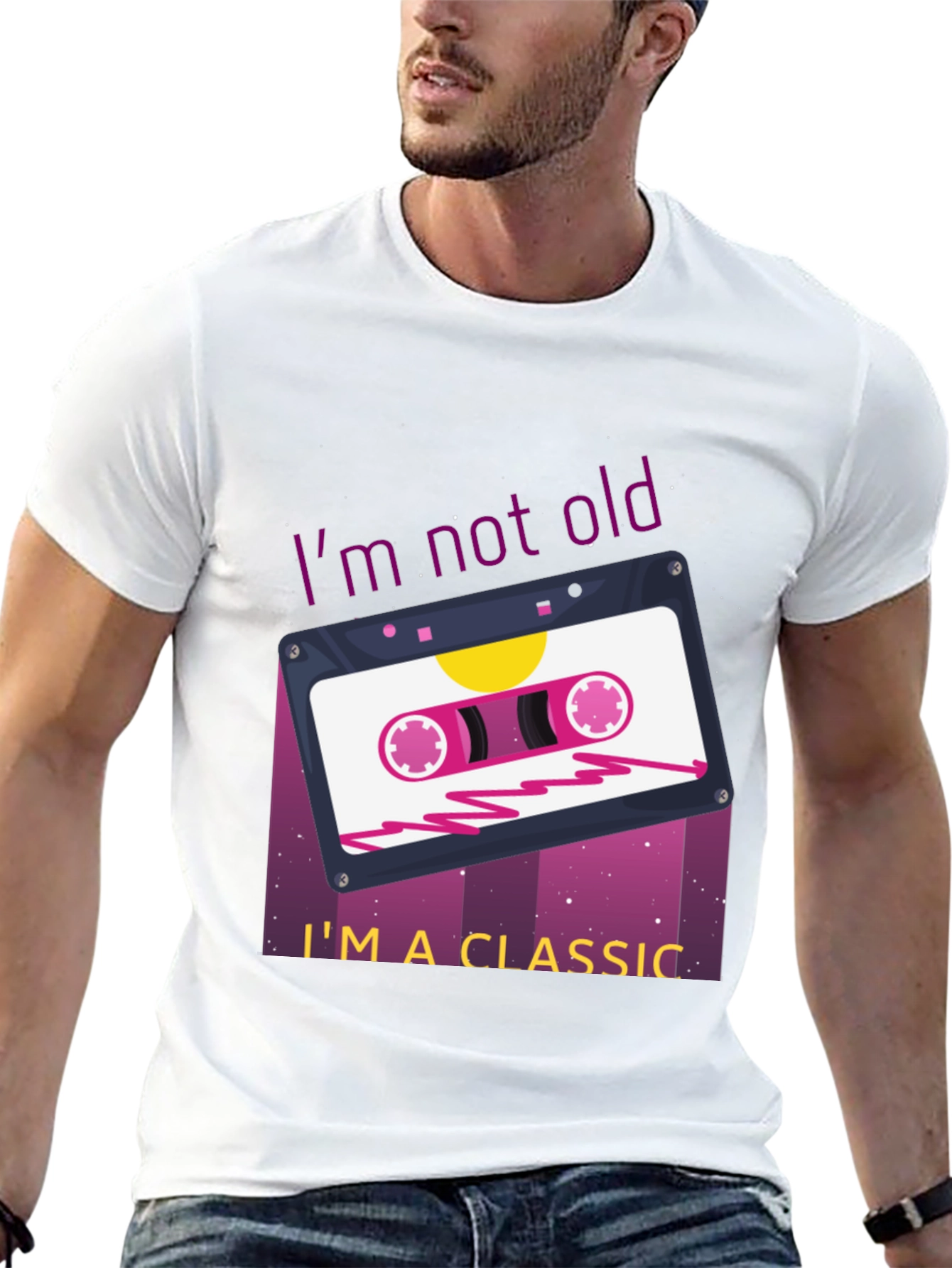 Black Retro Cassette Tape Graphic T-Shirt - "I'm Not Old, I'm a Classic" view 13