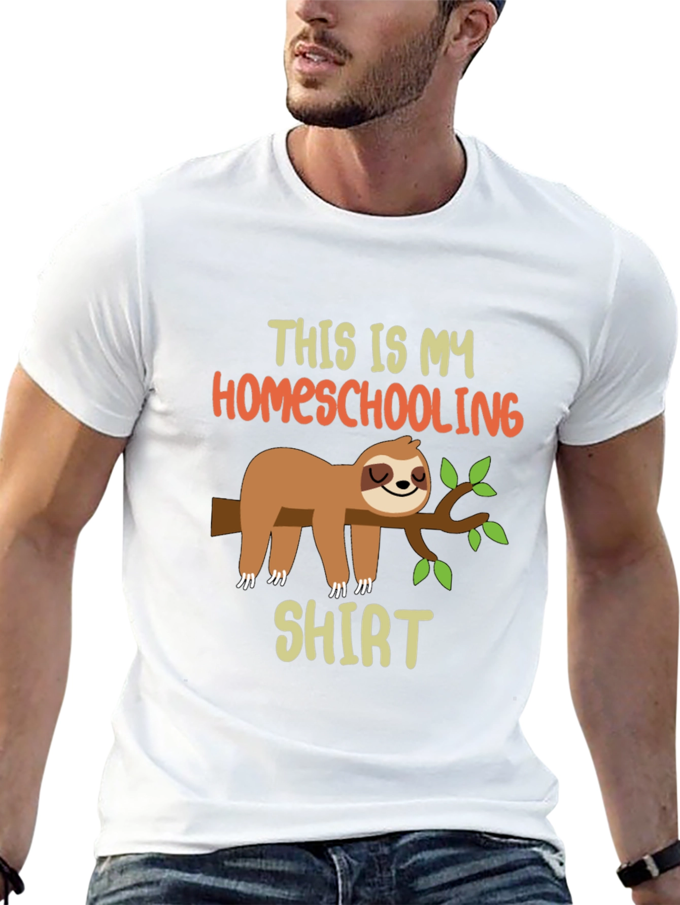 Black Homeschooling Sloth T-Shirt view 13