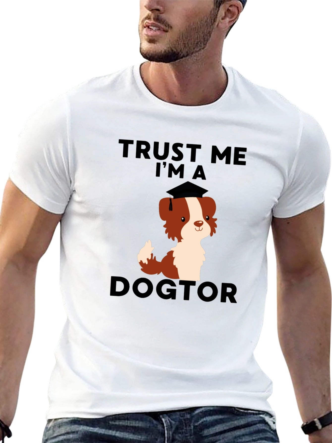 Black Trust Me, I'm a Dogtor Funny Dog Graduation T-Shirt view 13