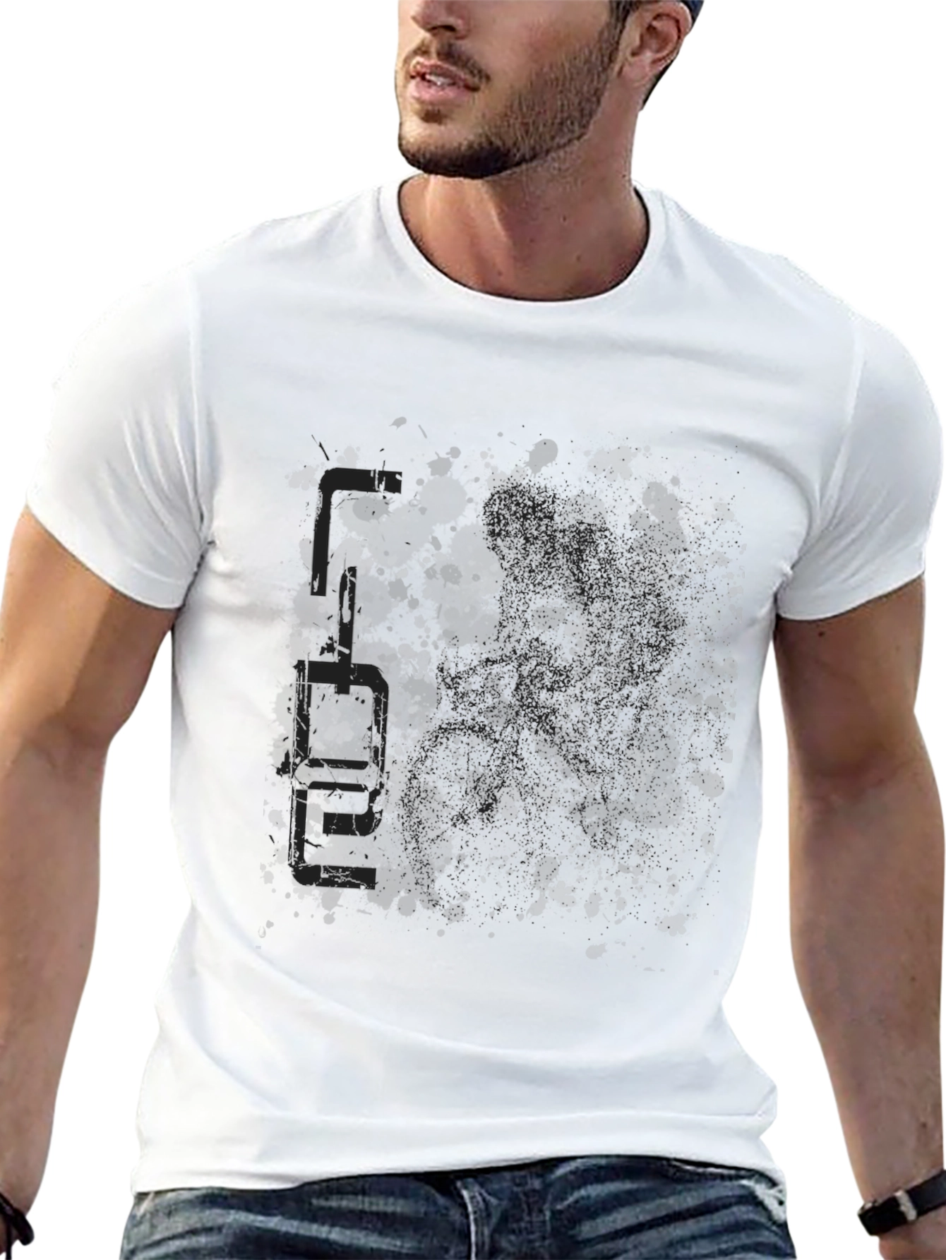 Black Men's Graphic Black T-Shirt - Abstract Splatter Design view 13