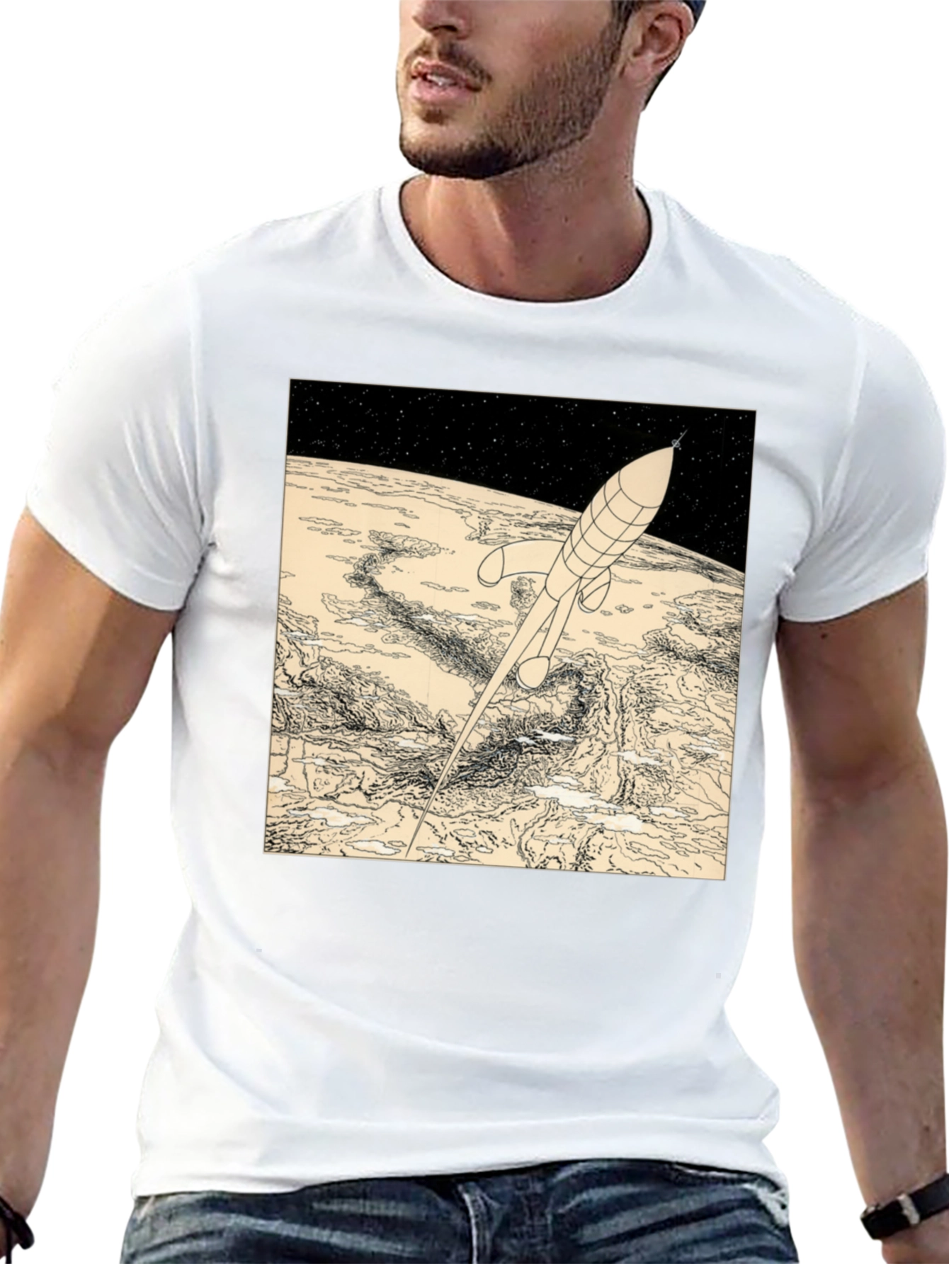 Black Retro Rocket T-Shirt - Vintage Space Design view 13