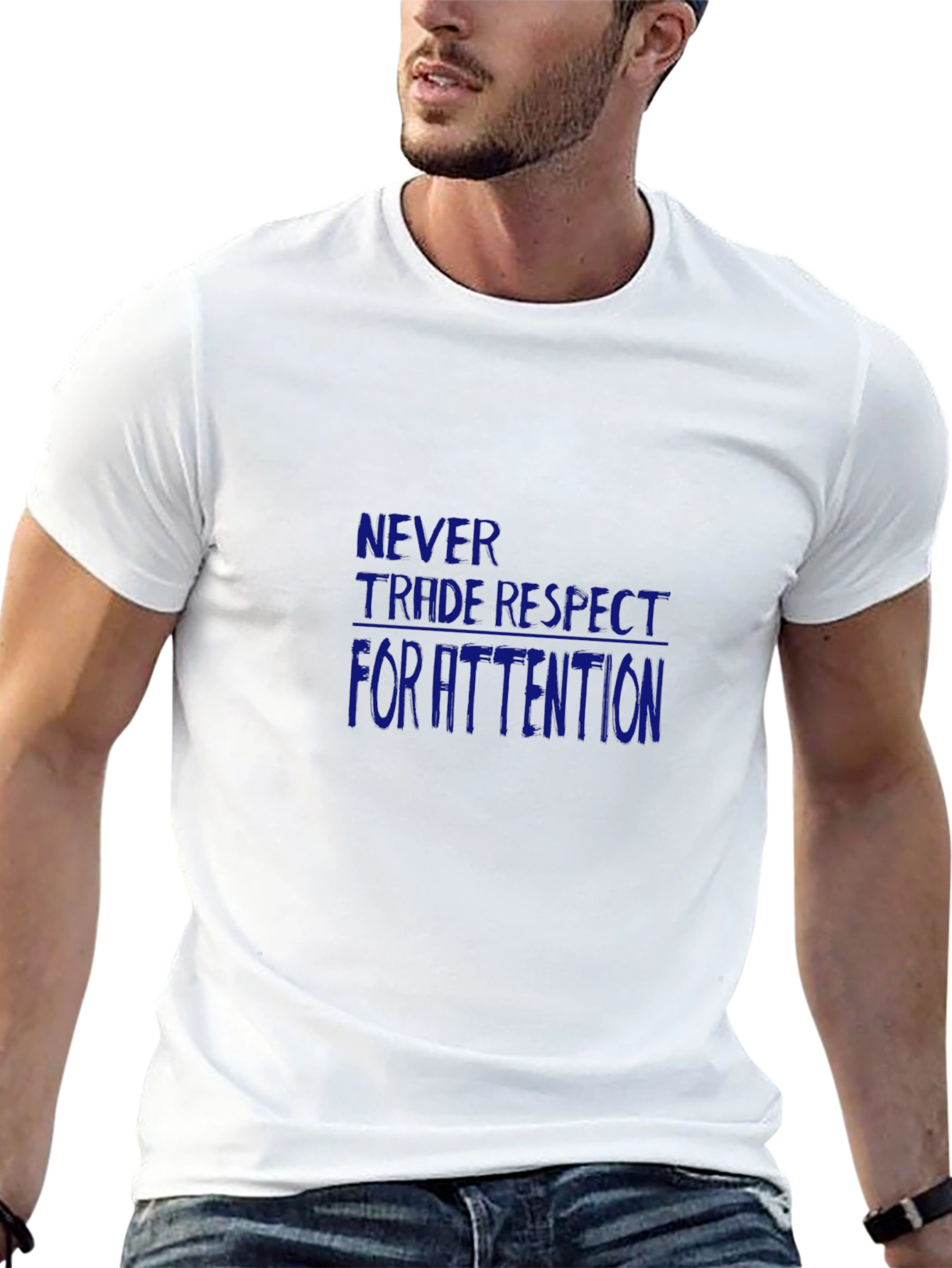 Black Men's Black Tee - Never Trade Respect for Attention view 13
