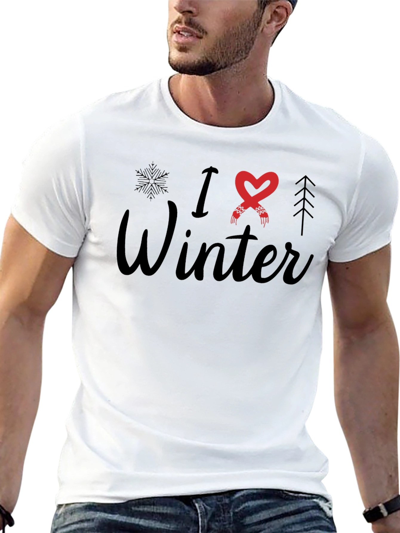 Black I Love Winter Graphic T-Shirt view 13