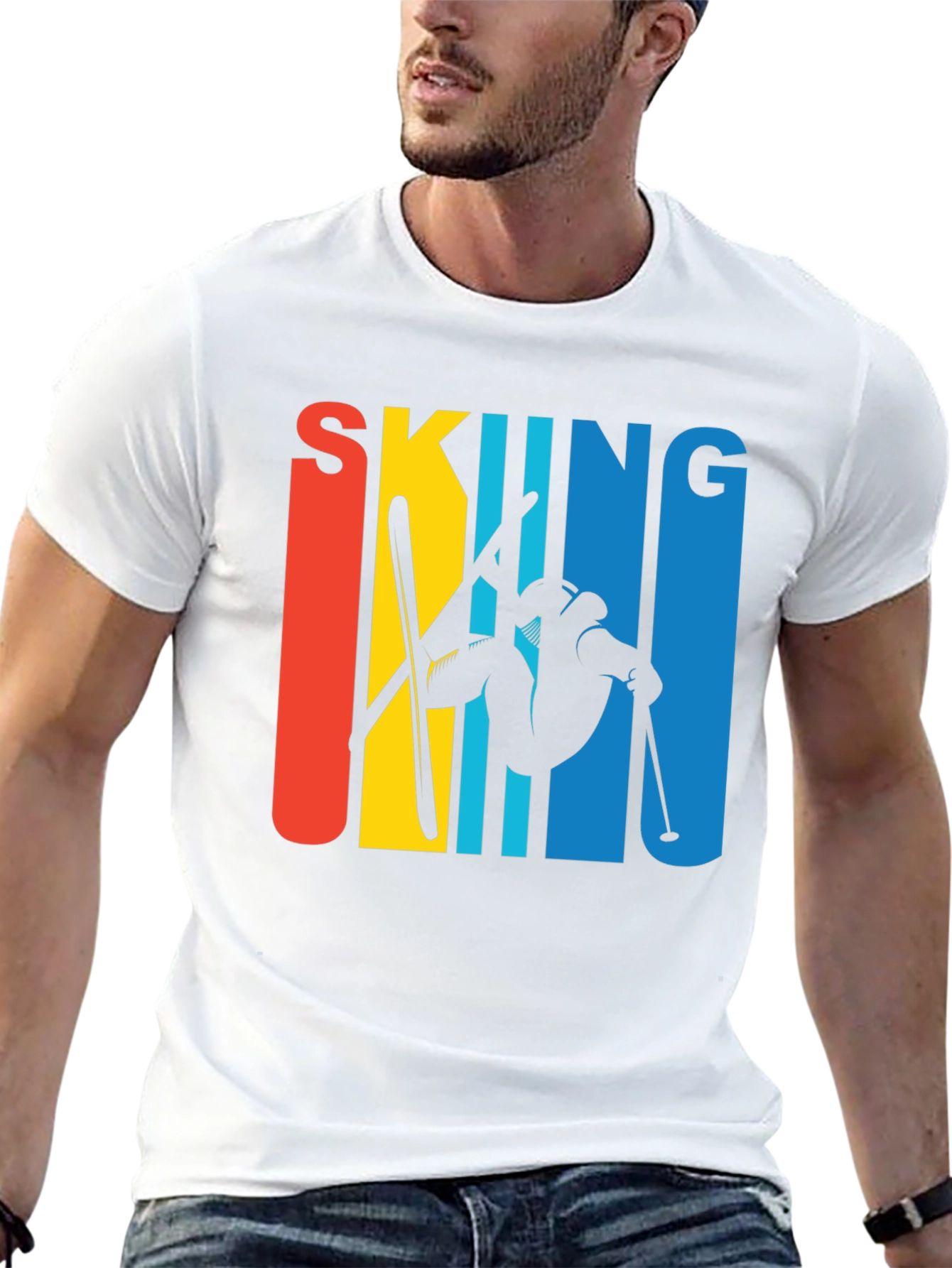 Black Retro Skiing Graphic Tee - Black Unisex T-Shirt view 13