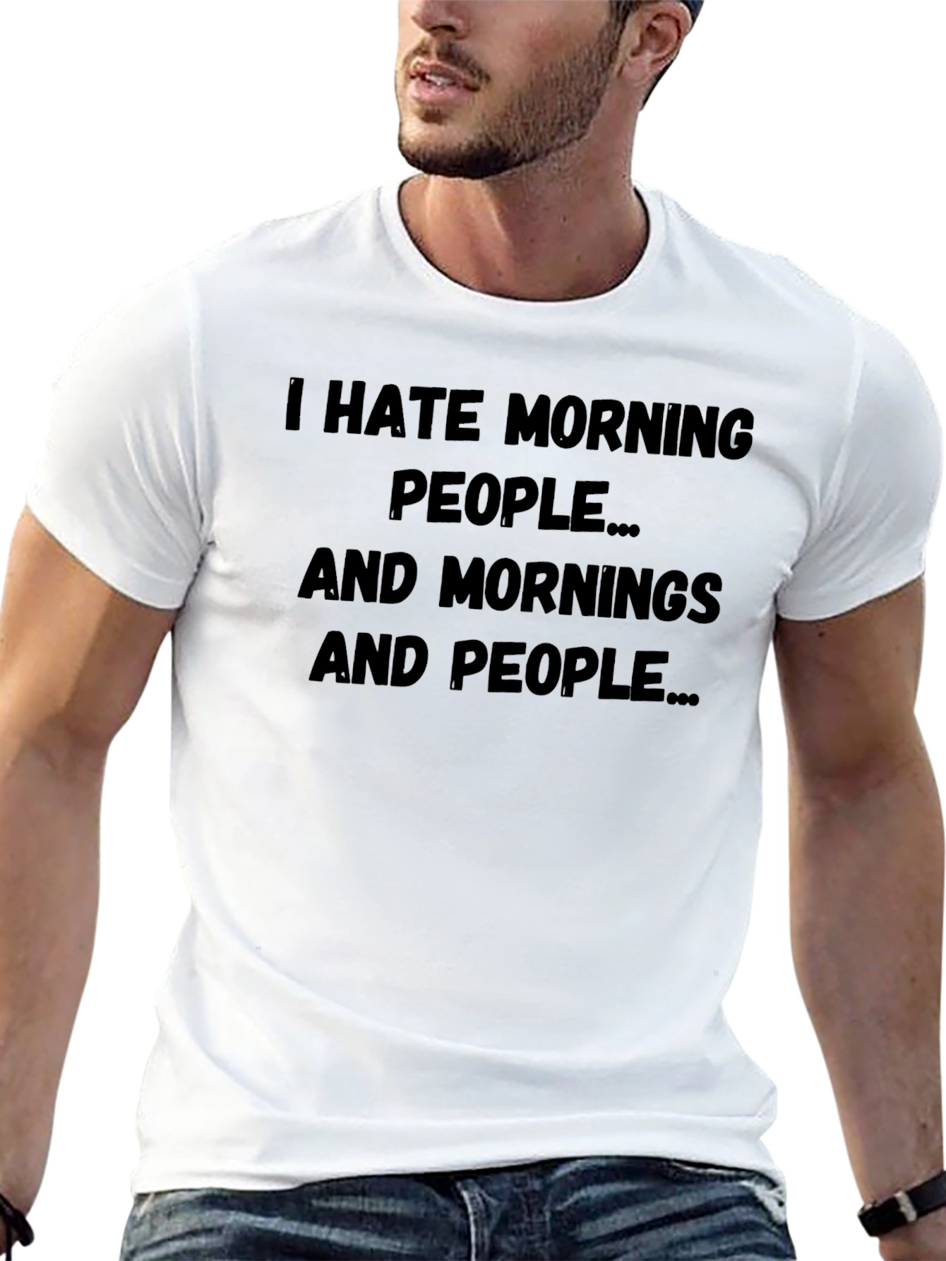 Black I Hate Morning People Graphic Tee view 13