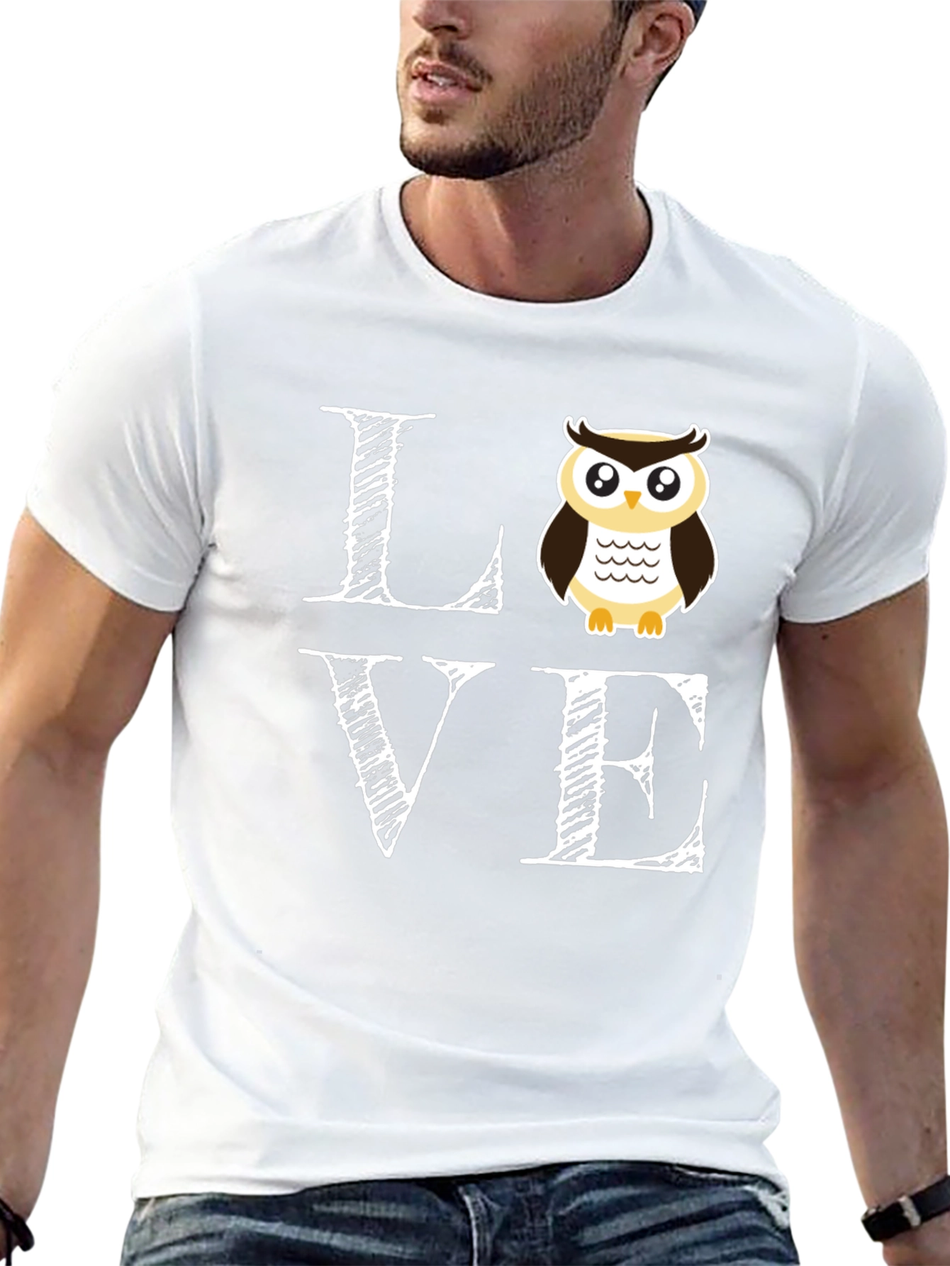 Black Owl Love T-Shirt - Cute Graphic Tee view 13