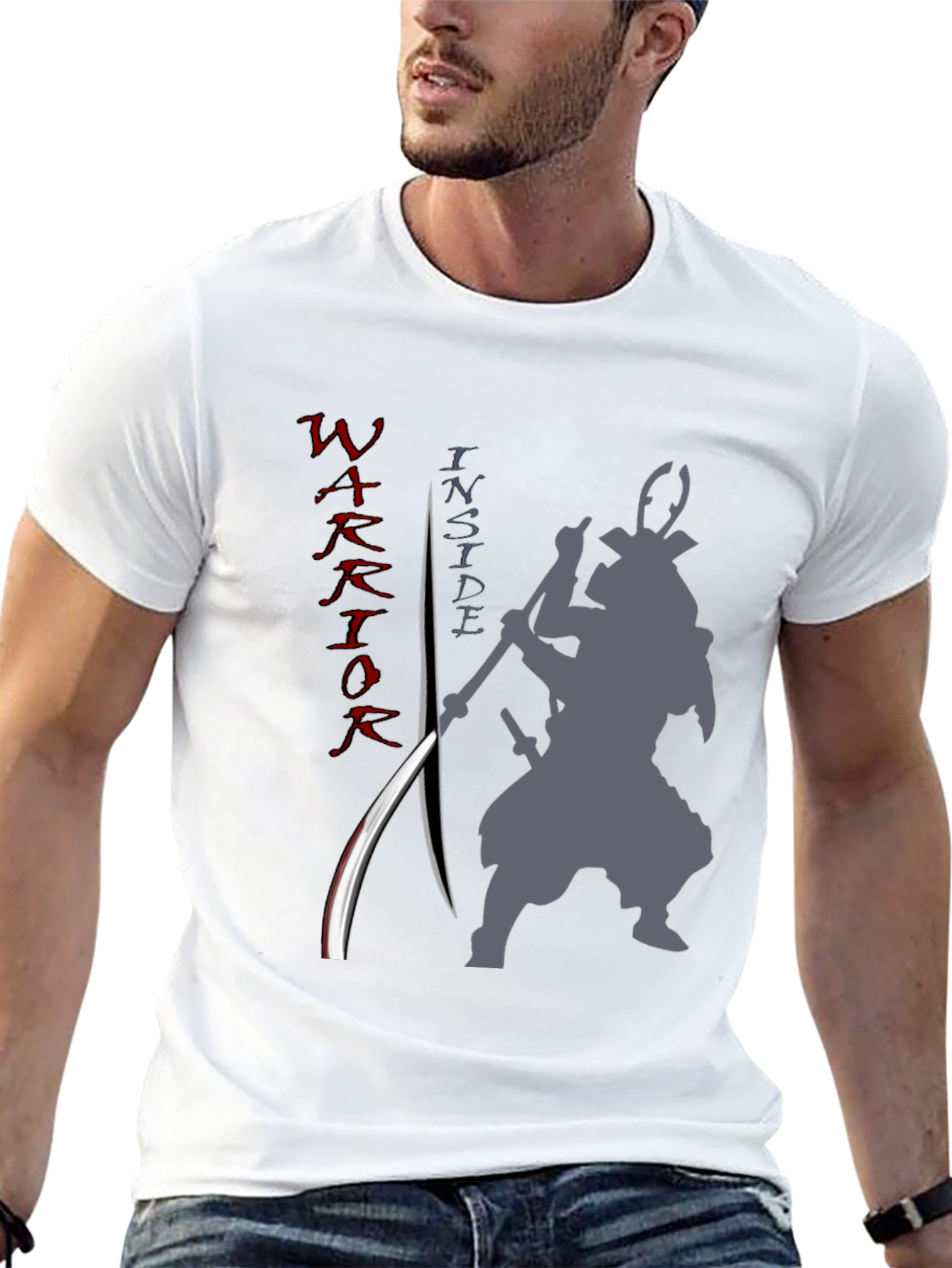 Black Warrior Inside Men's Graphic Tee - Samurai Design view 13