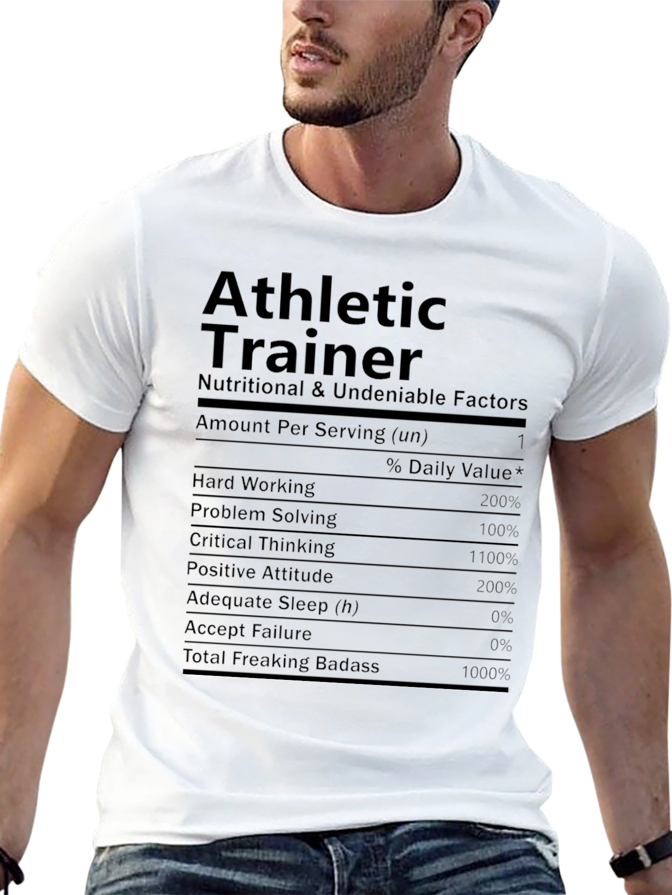 Athletic Trainer 'Nutrition Facts' Black T-Shirt - 13