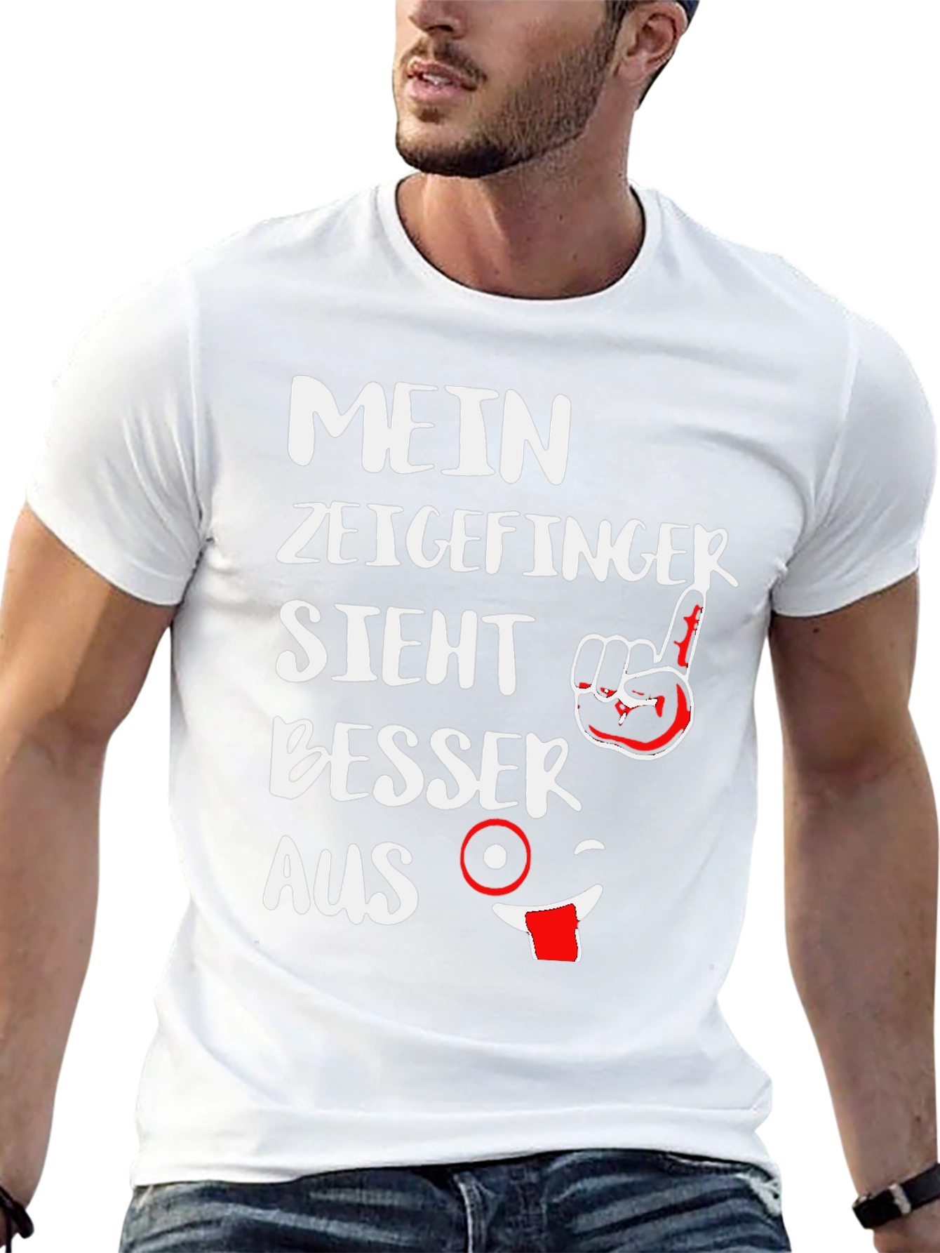 Black Funny German Graphic T-Shirt - Mein Zeigefinger Sieht Besser Aus view 13