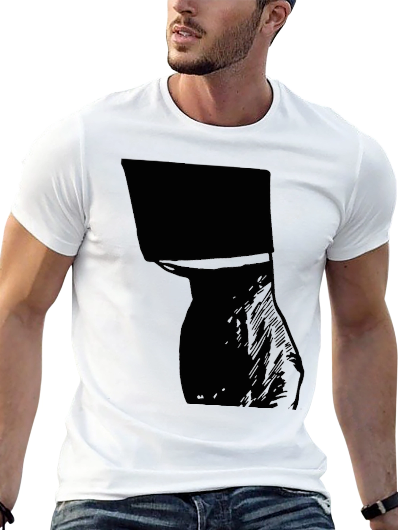 Black Men's Graphic Tee - Abstract Silhouette Design view 13