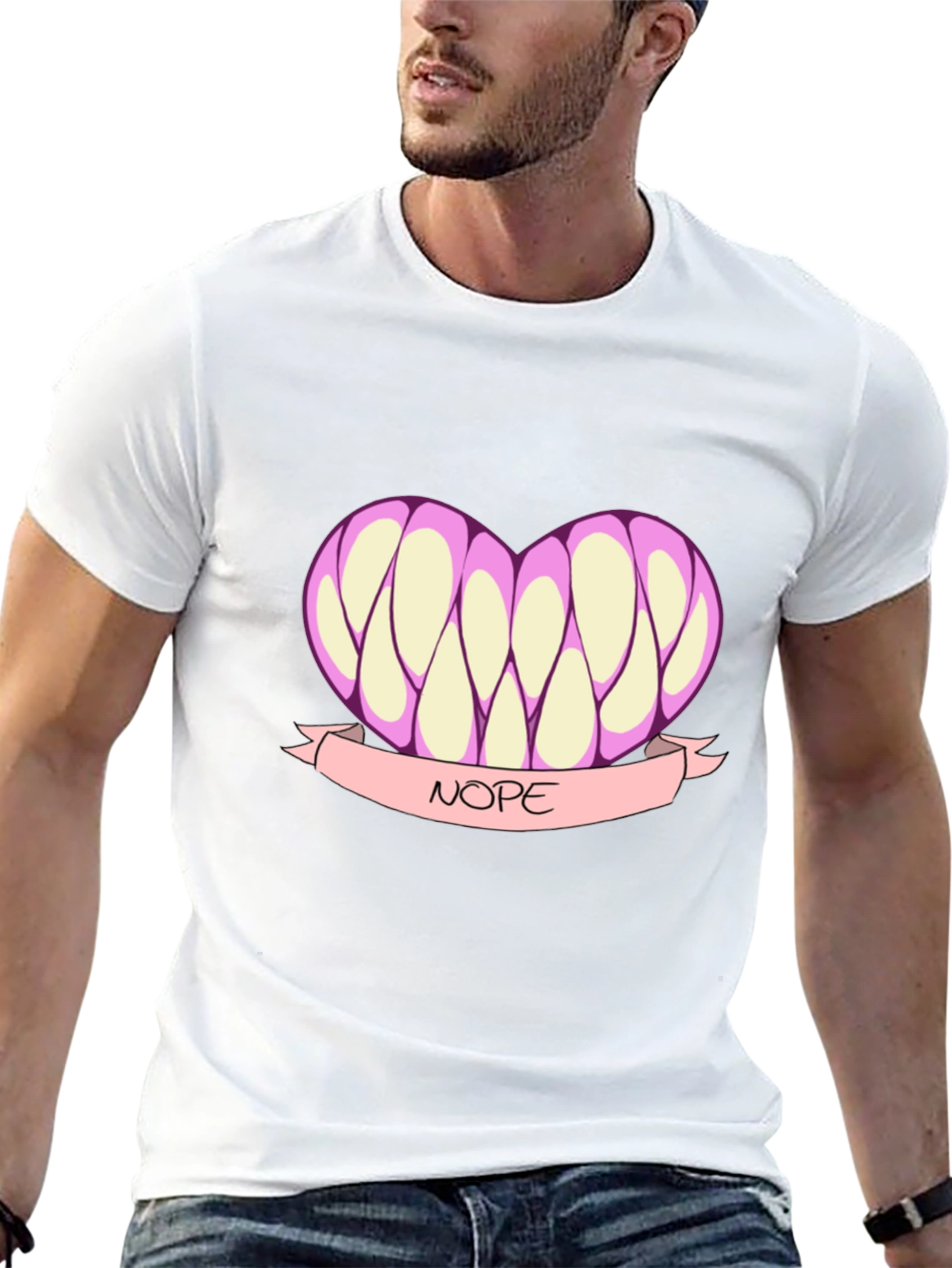 Black Nope Heart T-Shirt - Funny Graphic Tee view 13