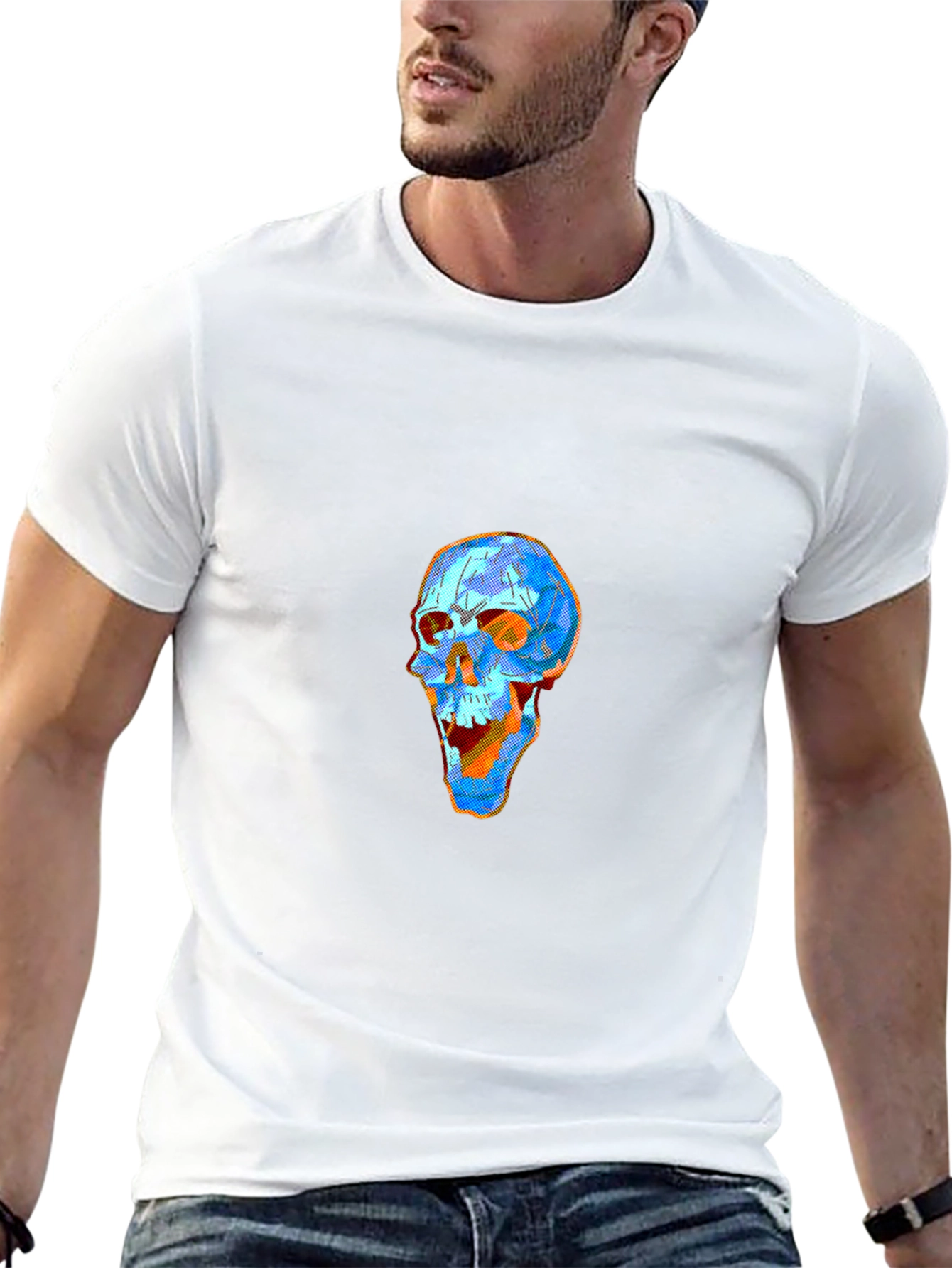 Black Geometric Skull Graphic Tee - Modern Art Style view 13
