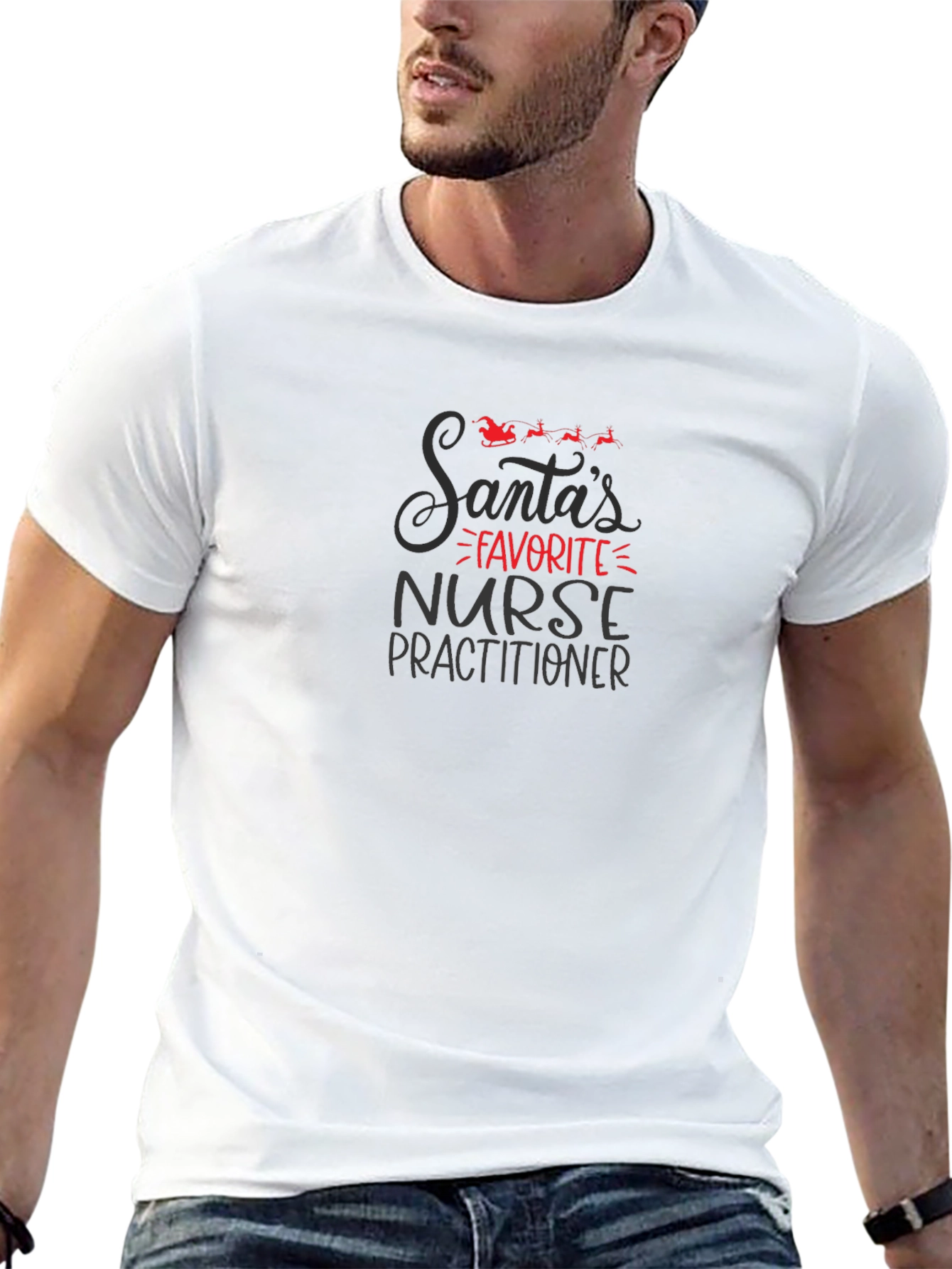 Santa's Favorite Nurse Practitioner Black T-Shirt - 13