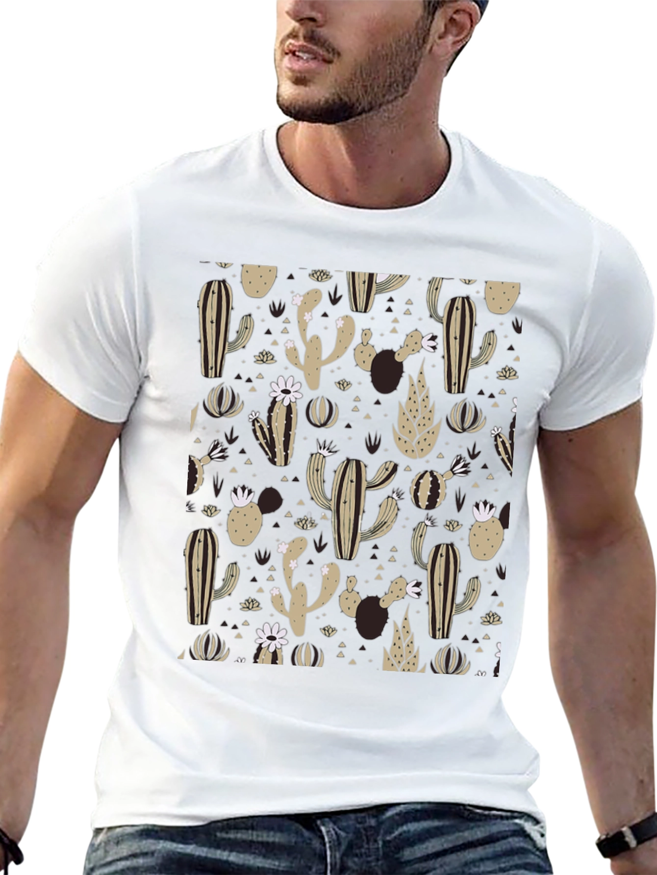 Black Cactus Print T-Shirt - Desert Style view 13