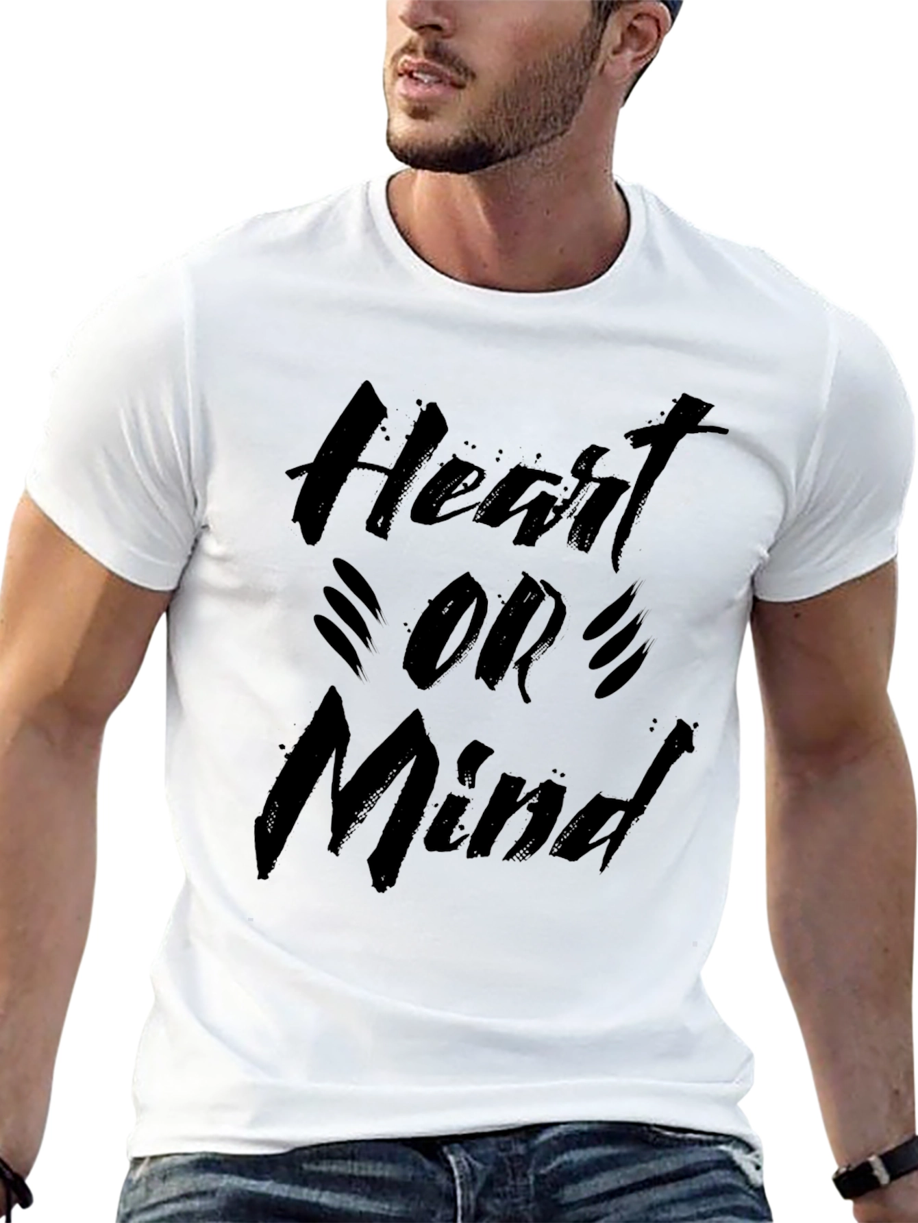Black Heart or Mind Graphic Tee - Casual Black T-Shirt view 13
