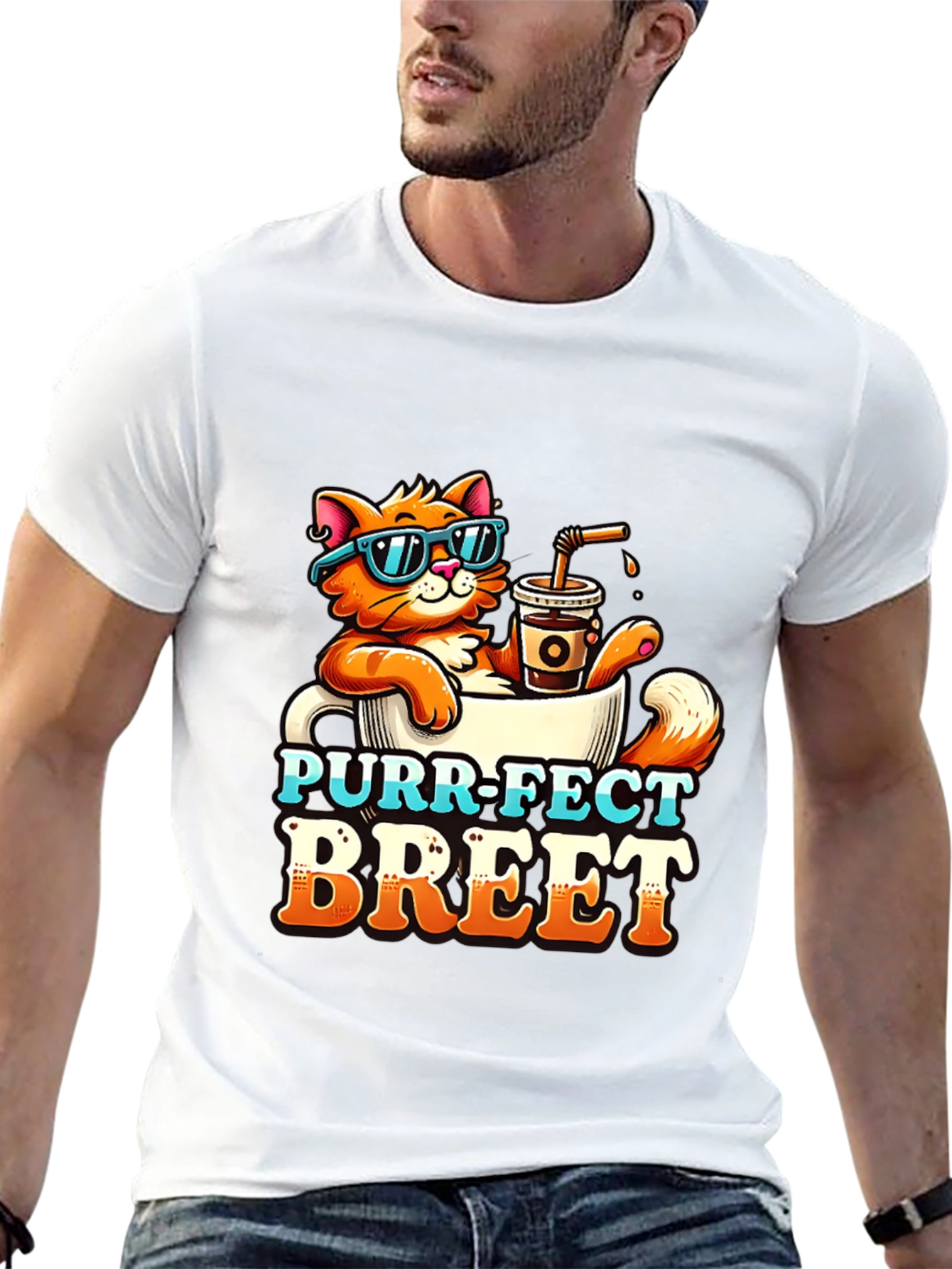 Black Purr-Fect Brew T-Shirt: Cat Coffee Lover Tee view 13