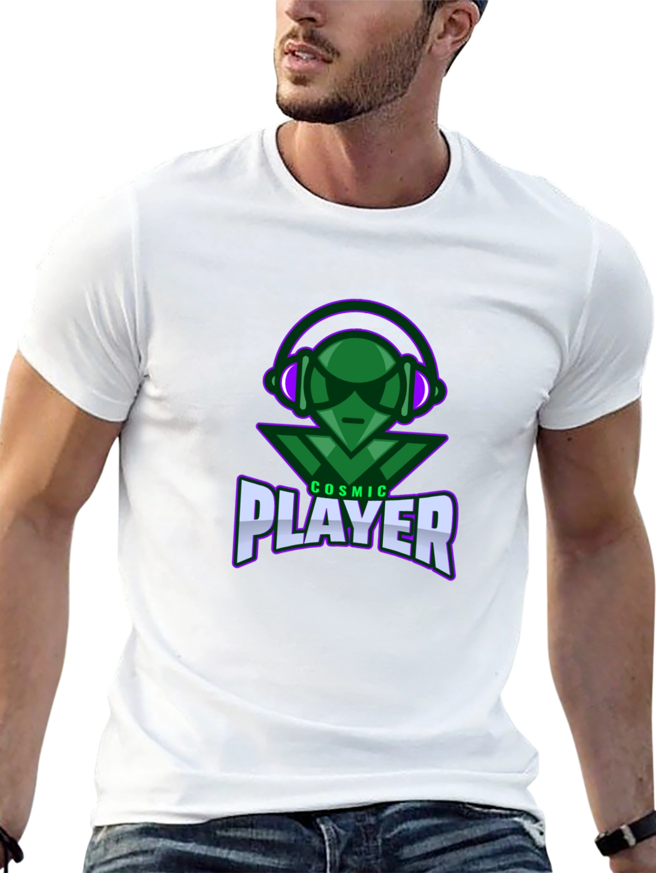 Black Cosmic Player Graphic T-Shirt - Black view 13