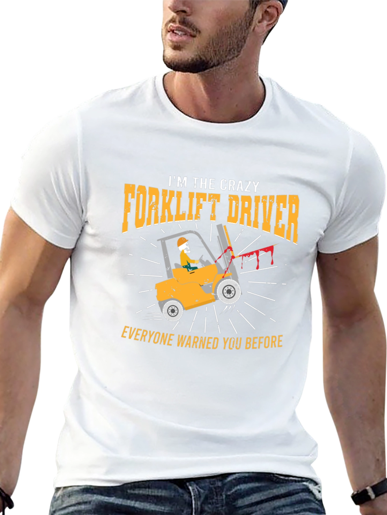 Black Crazy Forklift Driver Graphic T-Shirt view 13