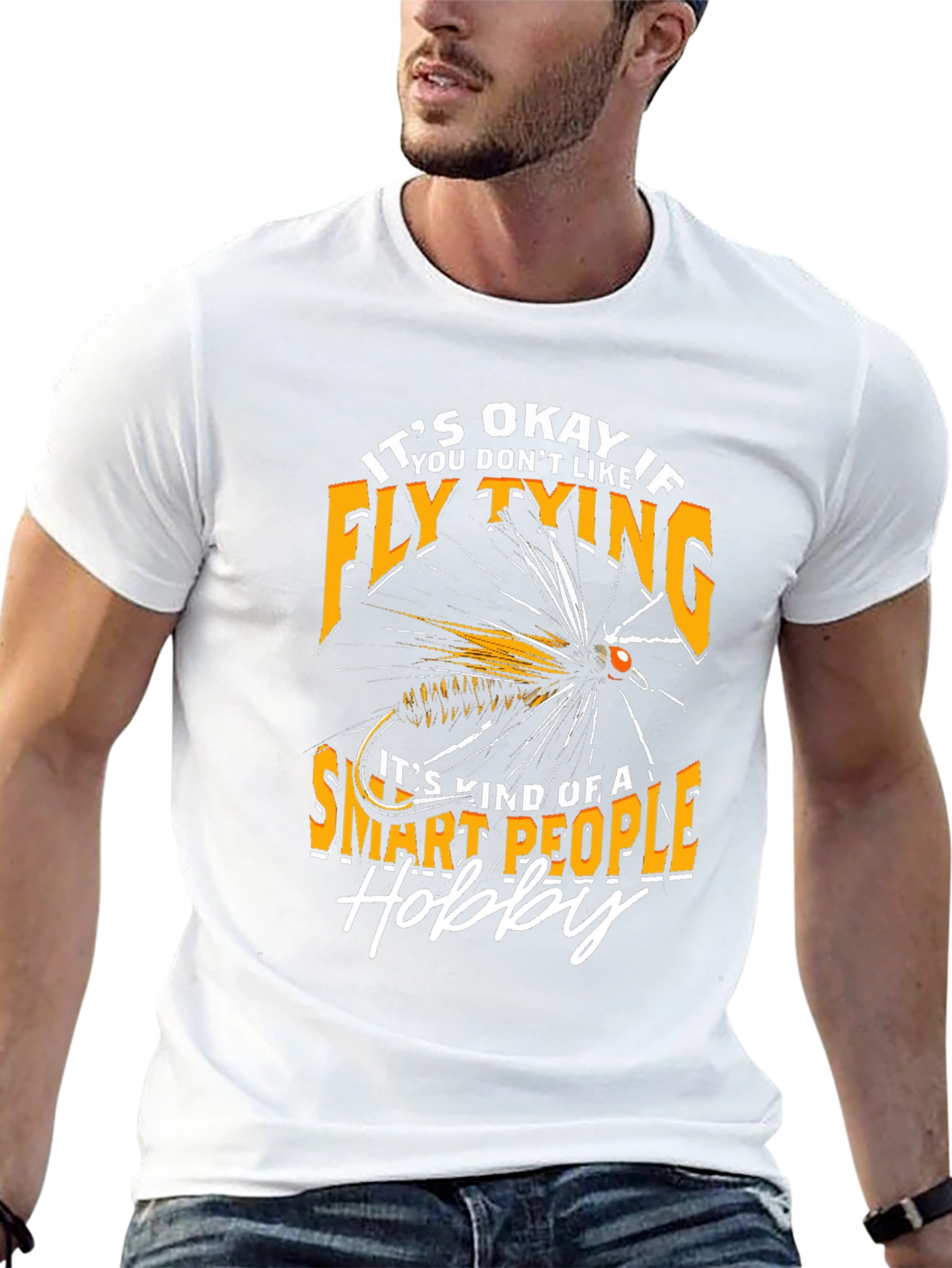 Black Fly Tying Hobby T-Shirt - Smart People Design view 13