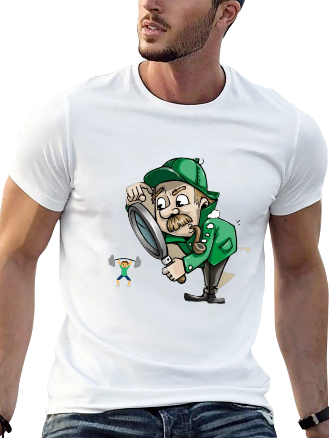 Black Detective Cartoon Graphic Tee - Black view 13