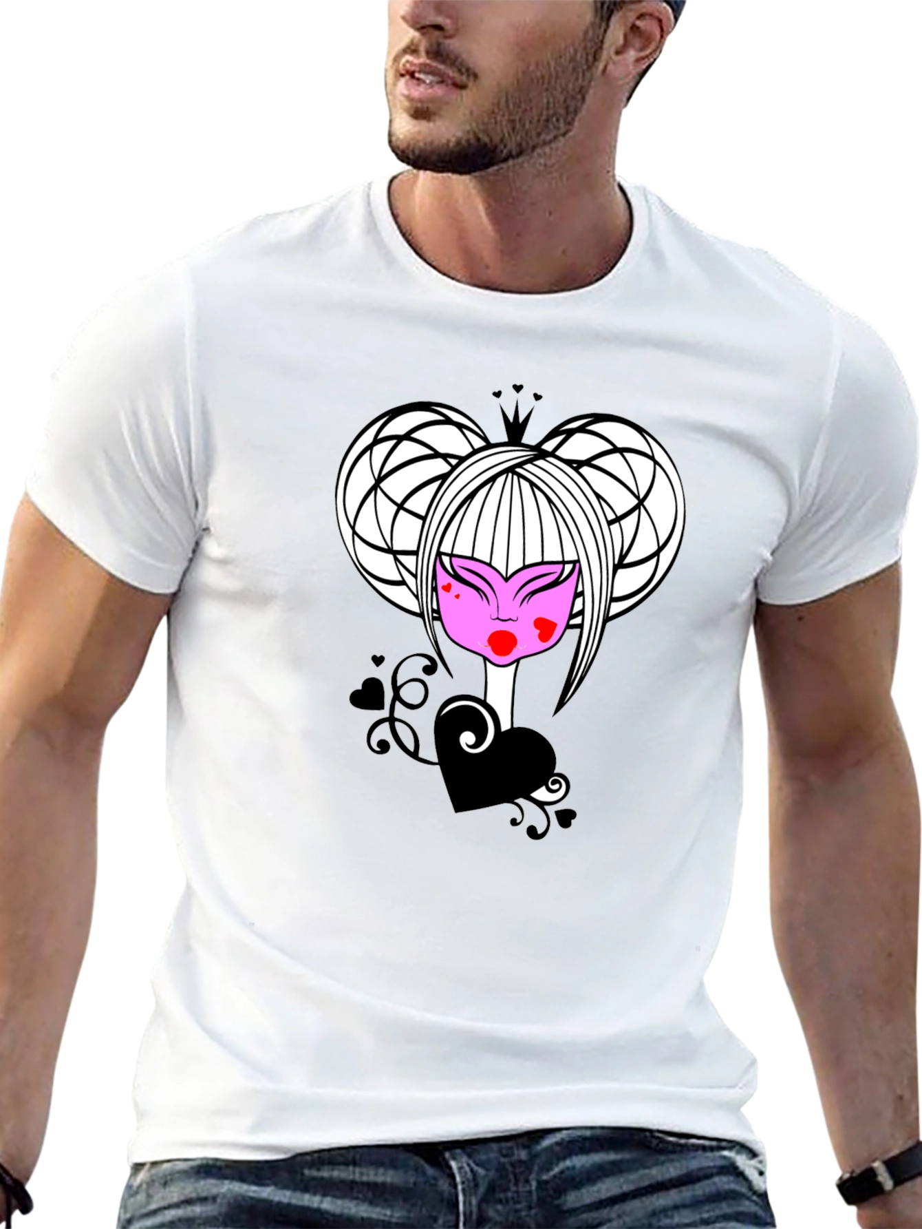 Black Queen of Hearts Graphic Tee - Black view 13