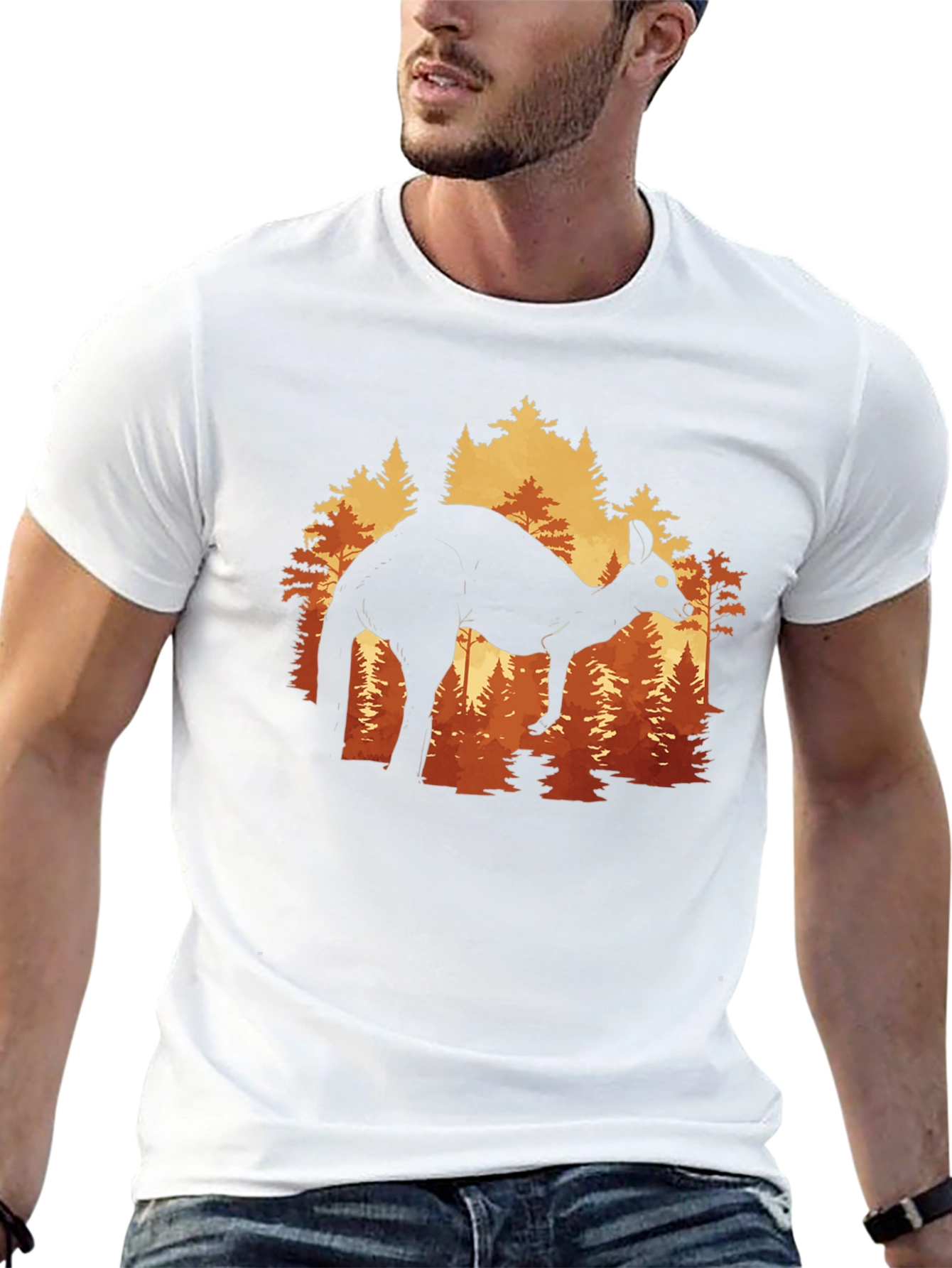 Black Kangaroo Forest Silhouette Graphic Tee - Unisex view 13