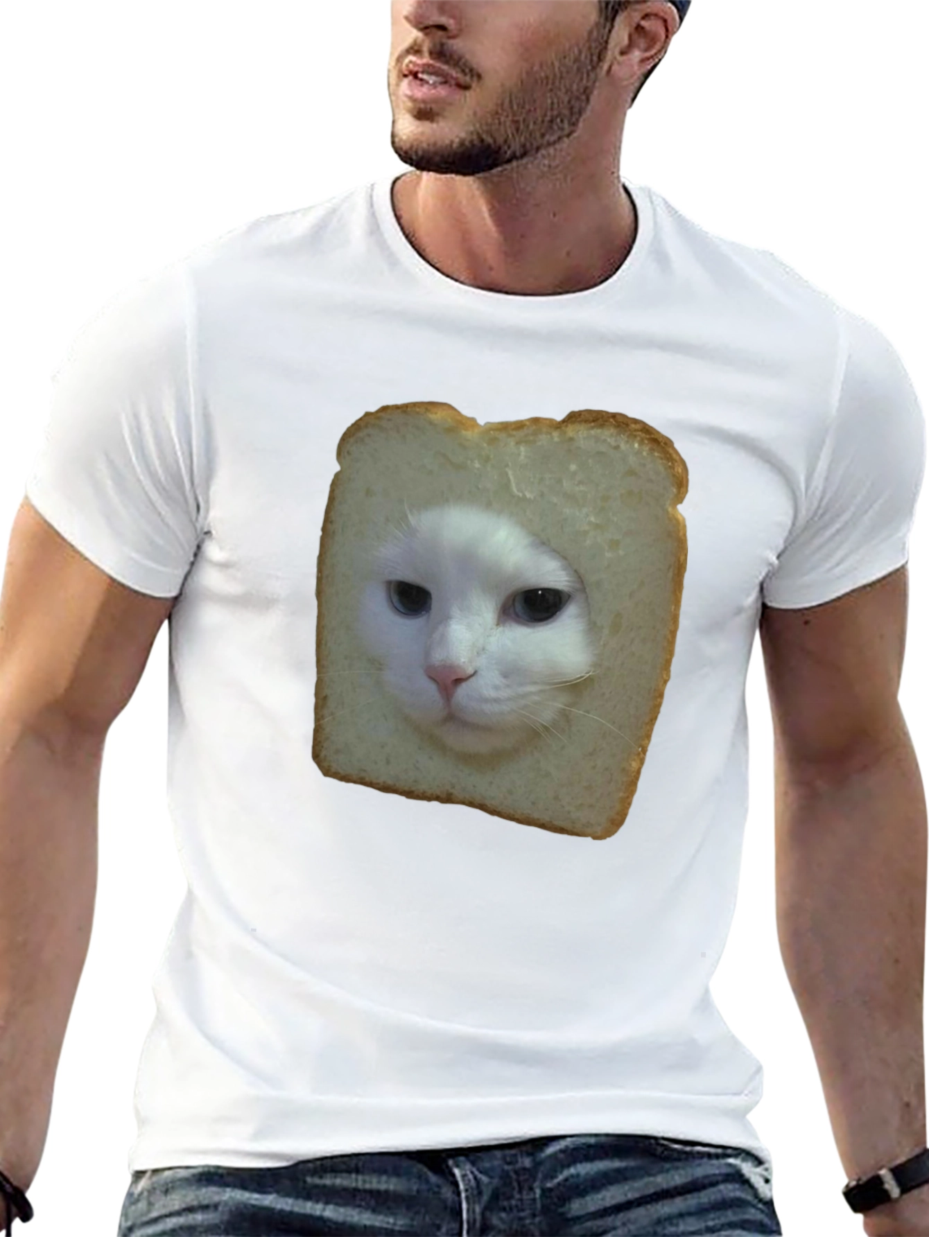 Black Cat in Bread Slice Black T-Shirt view 13