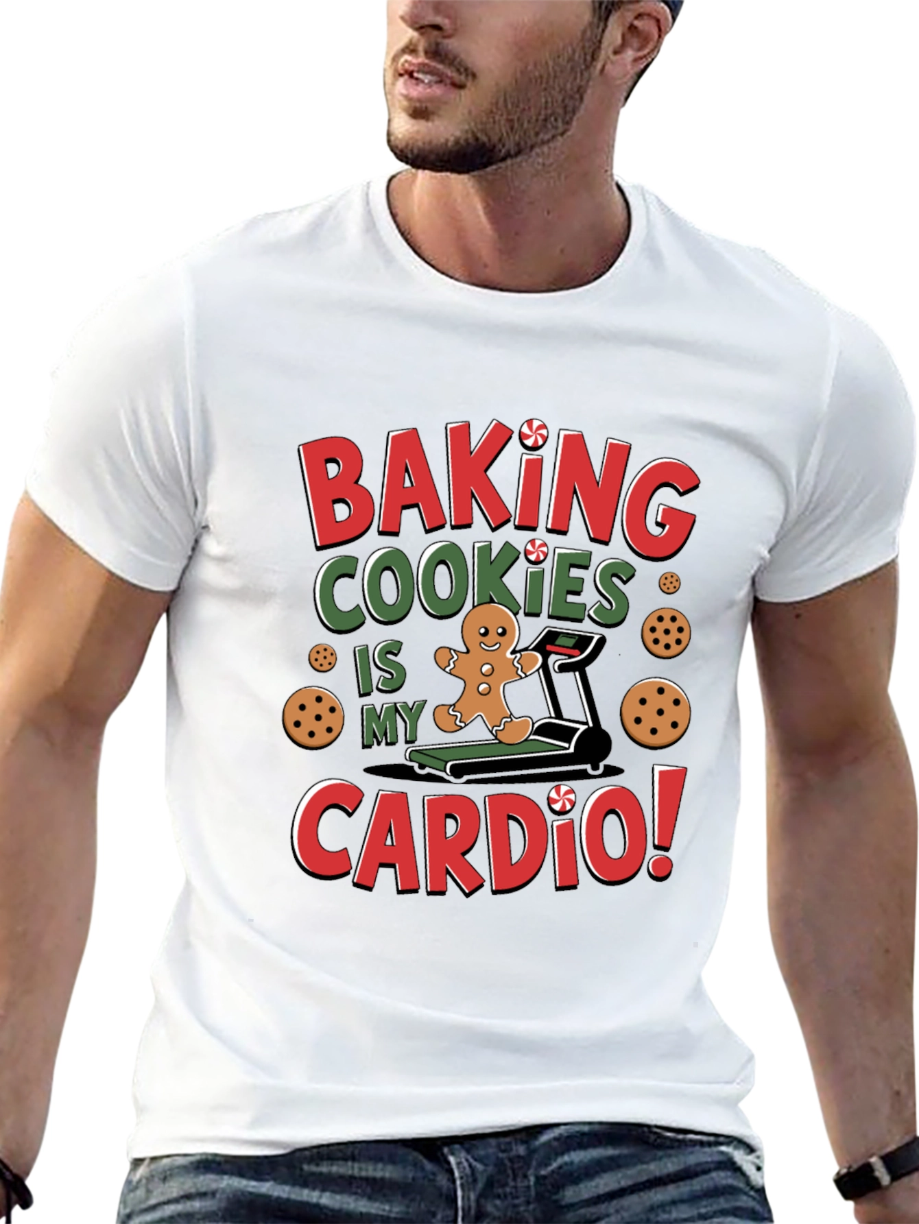 Black Baking Cookies Cardio T-Shirt - Funny Christmas Tee view 13
