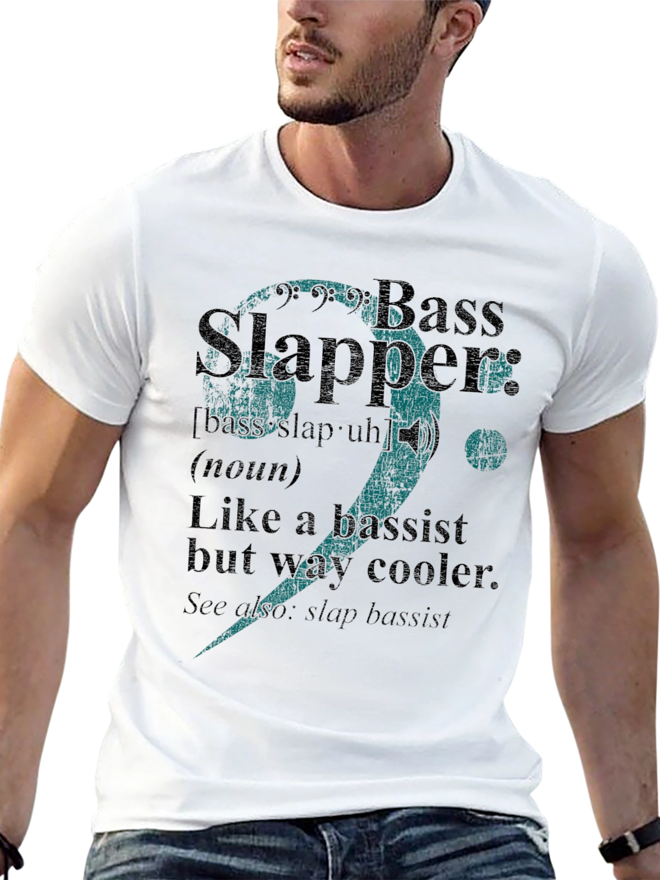Black Bass Slapper Definition T-Shirt Funny Musician Tee view 13
