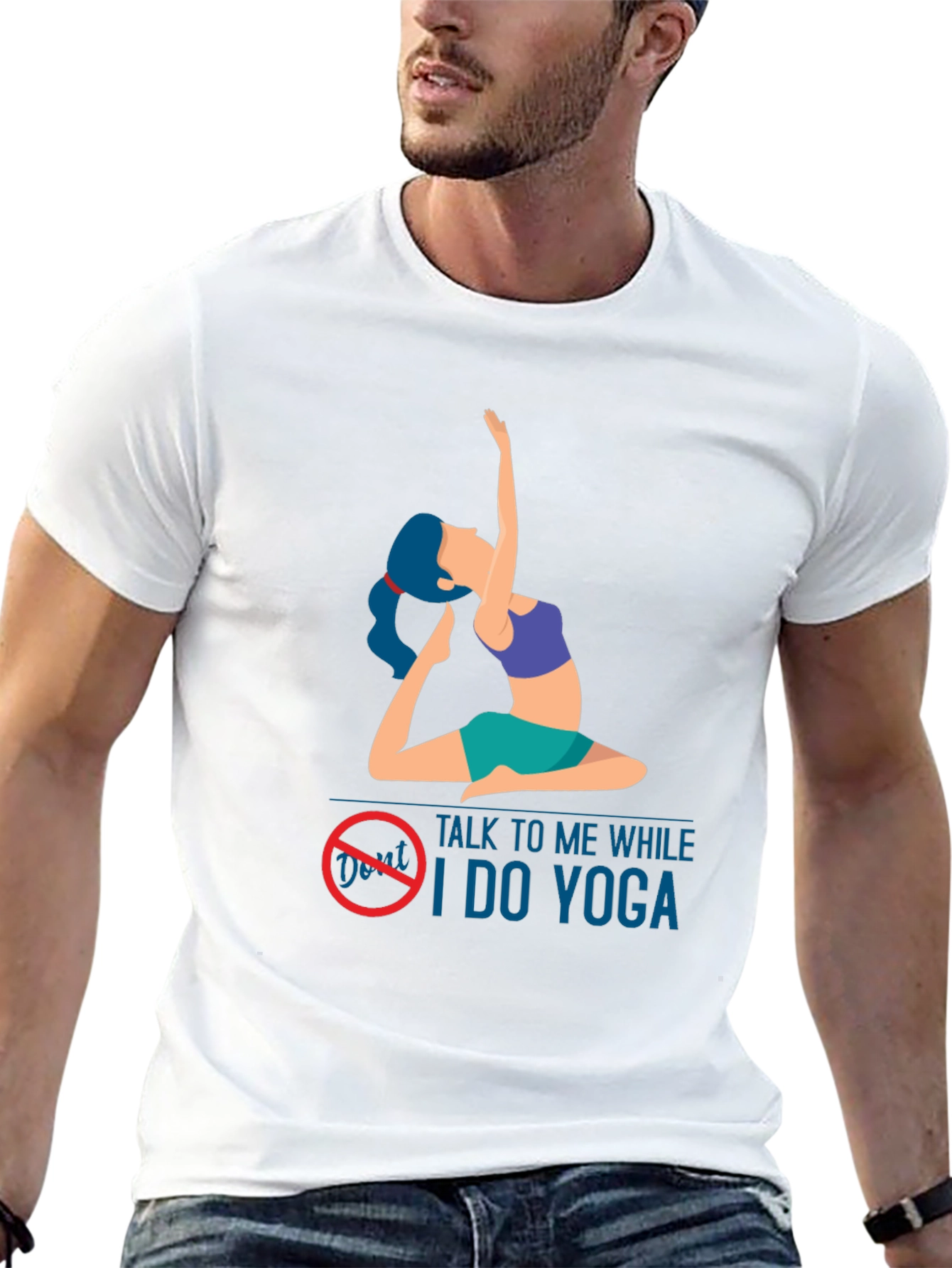 Black Yoga Lover T-Shirt: Don't Talk to Me While I Do Yoga view 13